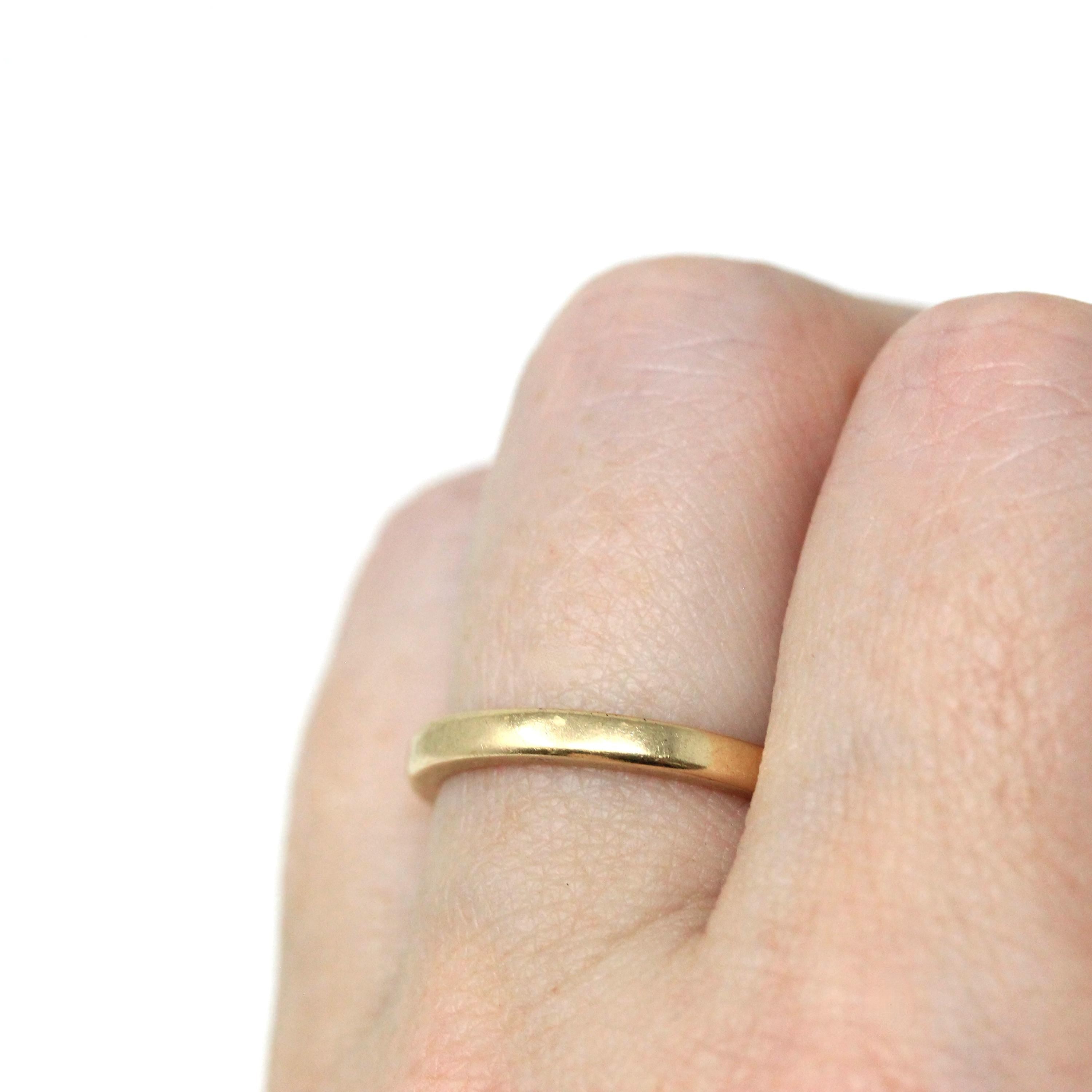 Vintage Wedding Band - Mid Century Era 14k Yellow Gold Plain Unadorned Ring - Dated 5-2-53 Size 5 3/4 Stacking Fine Statement Bridal Jewelry
