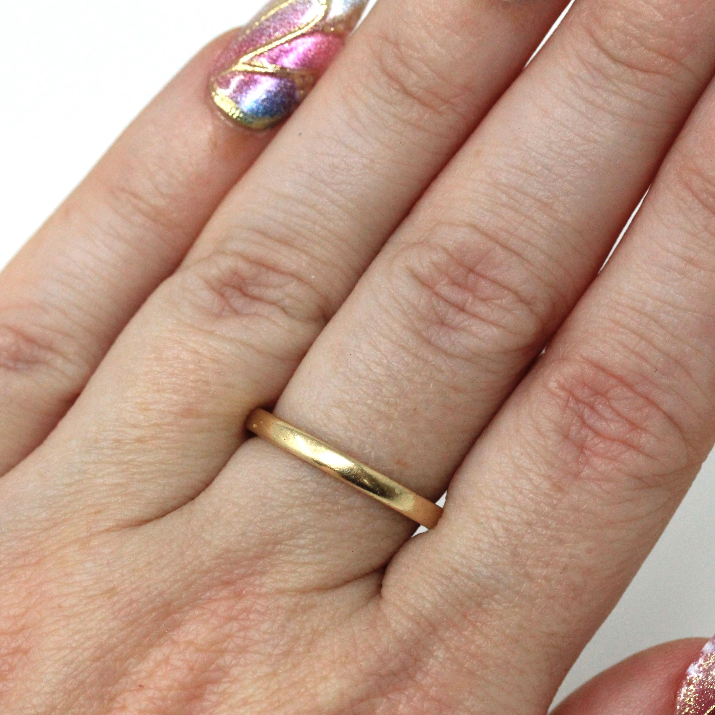 Vintage Wedding Band - Mid Century Era 14k Yellow Gold Plain Unadorned Ring - Dated 5-2-53 Size 5 3/4 Stacking Fine Statement Bridal Jewelry