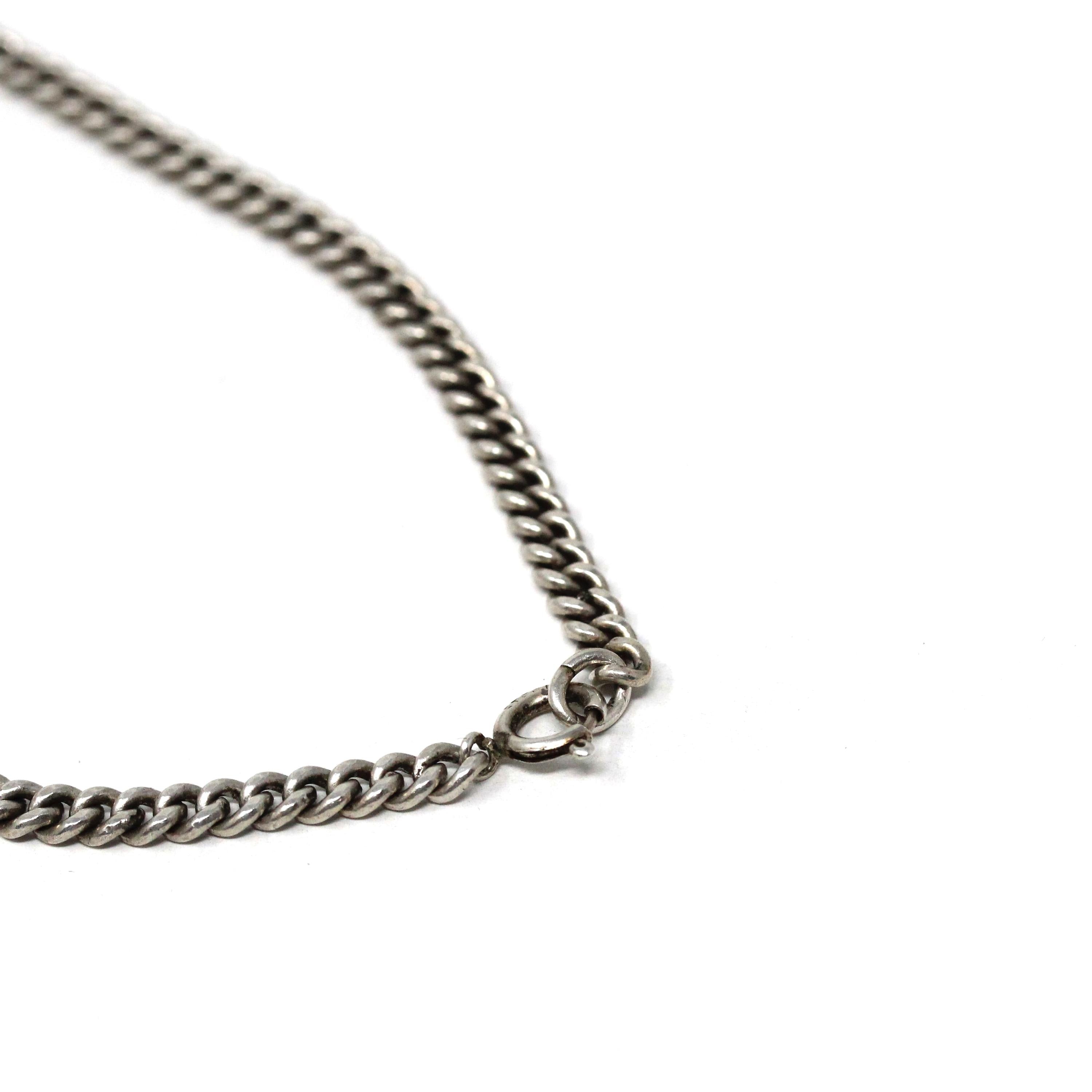 Vintage Curb Link Chain - Estate Sterling Silver Plain Thick Bold Necklace - Men's Women's Unisex Fashion Accessory Statement Fine Jewelry