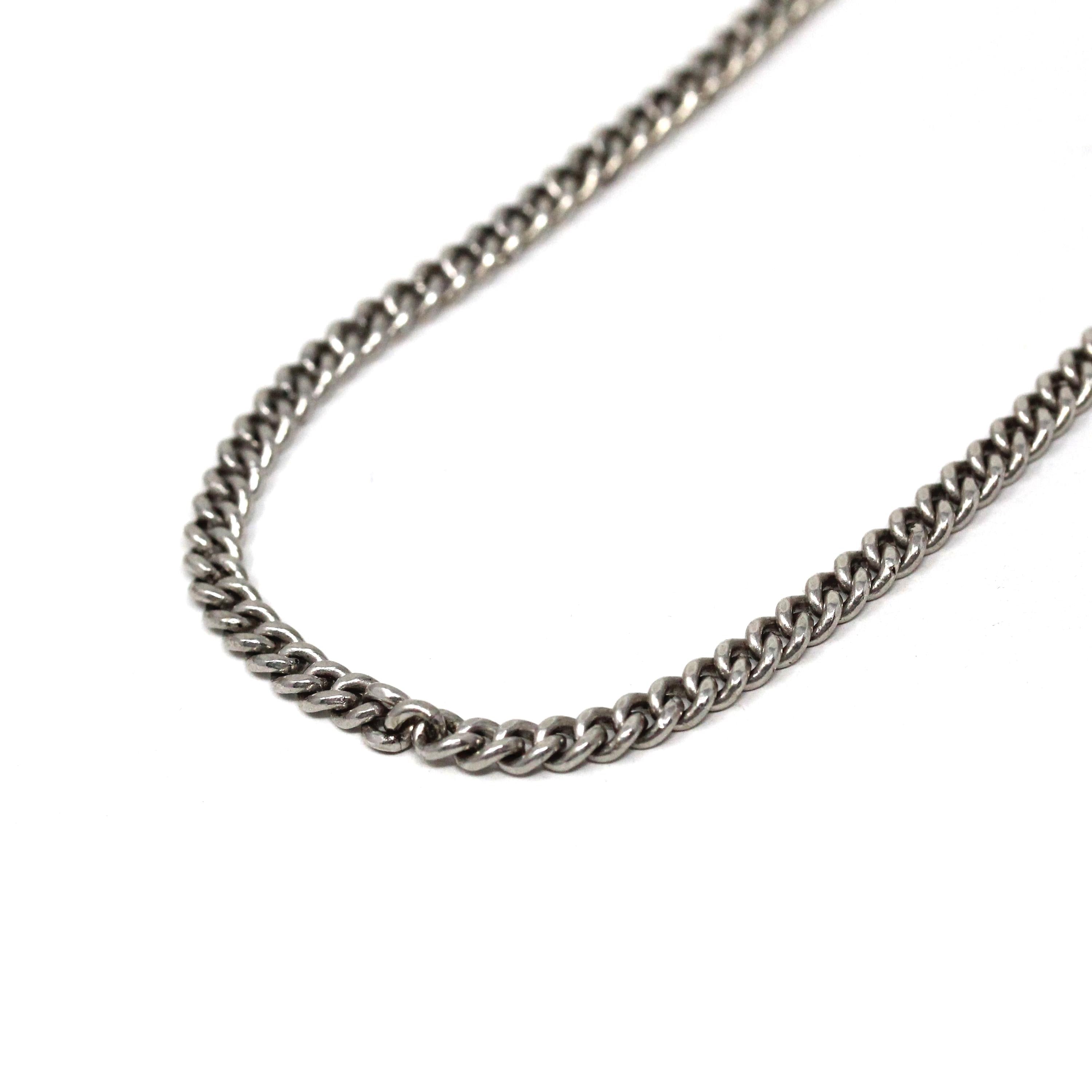 Vintage Curb Link Chain - Estate Sterling Silver Plain Thick Bold Necklace - Men's Women's Unisex Fashion Accessory Statement Fine Jewelry