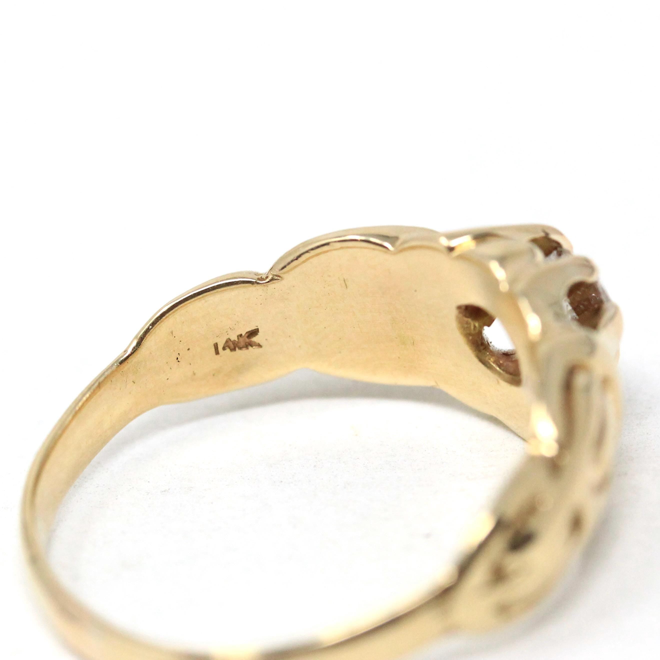 Edwardian Diamond Ring - Antique 14k Yellow Gold Natural Gemstone - Vintage 1900s Size 10 1/2 Belcher Men's Unisex Fine Engagement Jewelry
