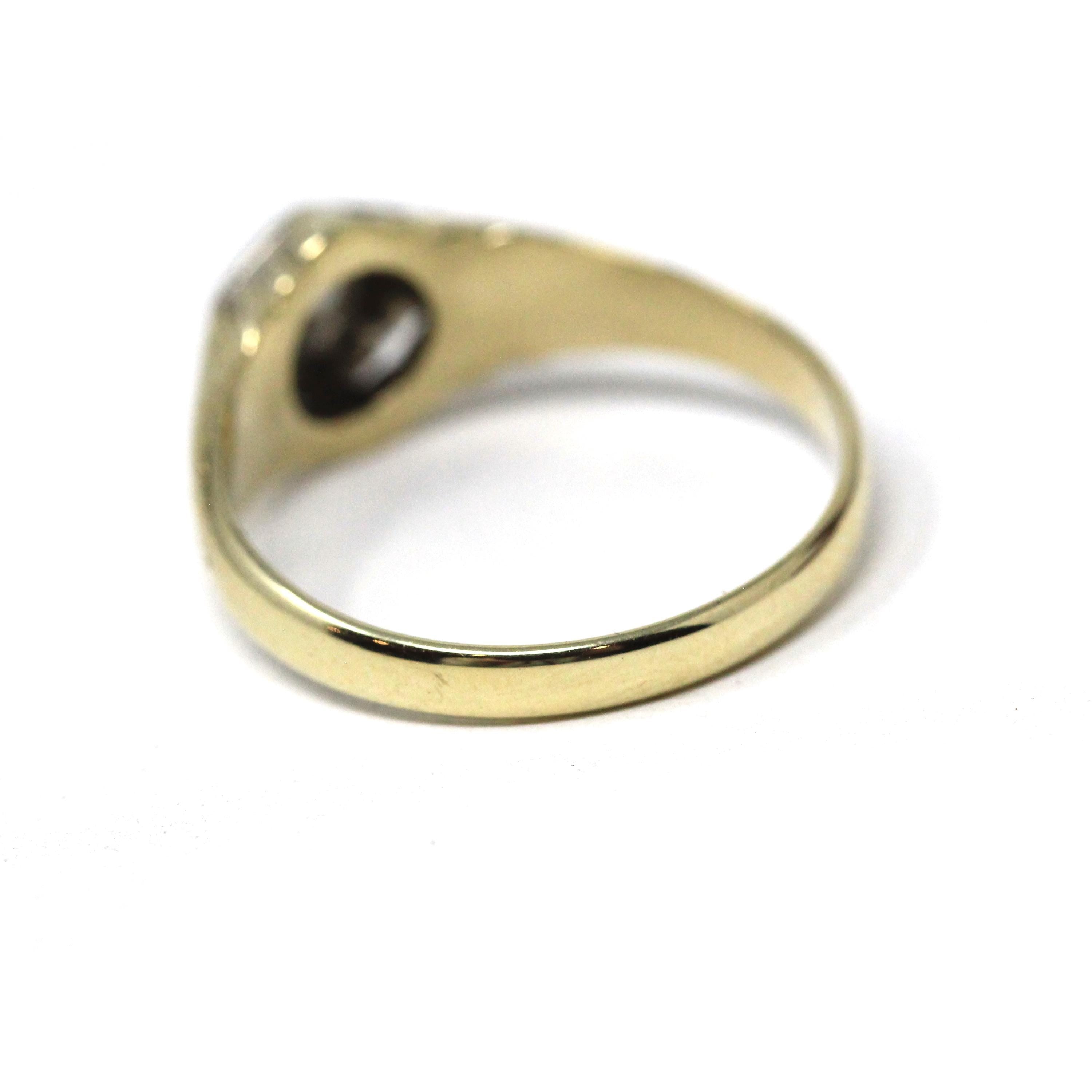 Vintage Diamond Ring - Art Deco Era 14k Yellow & White Gold Natural Gemstone - Circa 1930s Size 8 1/2 Fine Men's Unisex Engagement Jewelry