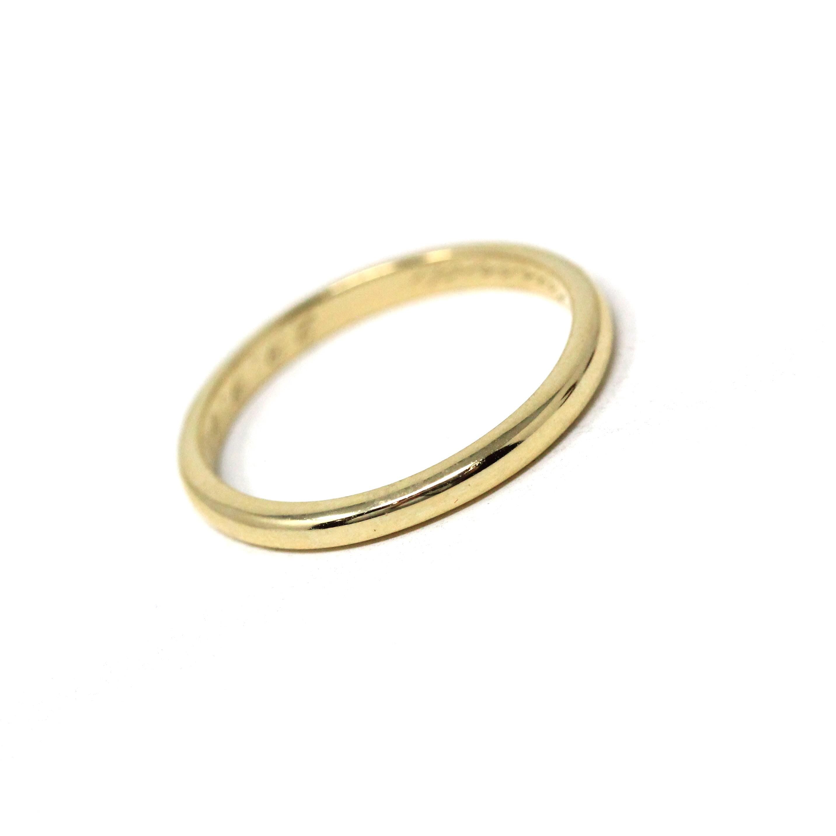 Vintage Wedding Band - Mid Century 14k Yellow Gold Plain Unadorned Polished Ring - Dated "29.9.45" Size 7 1/2 Stacking Dainty Fine Jewelry