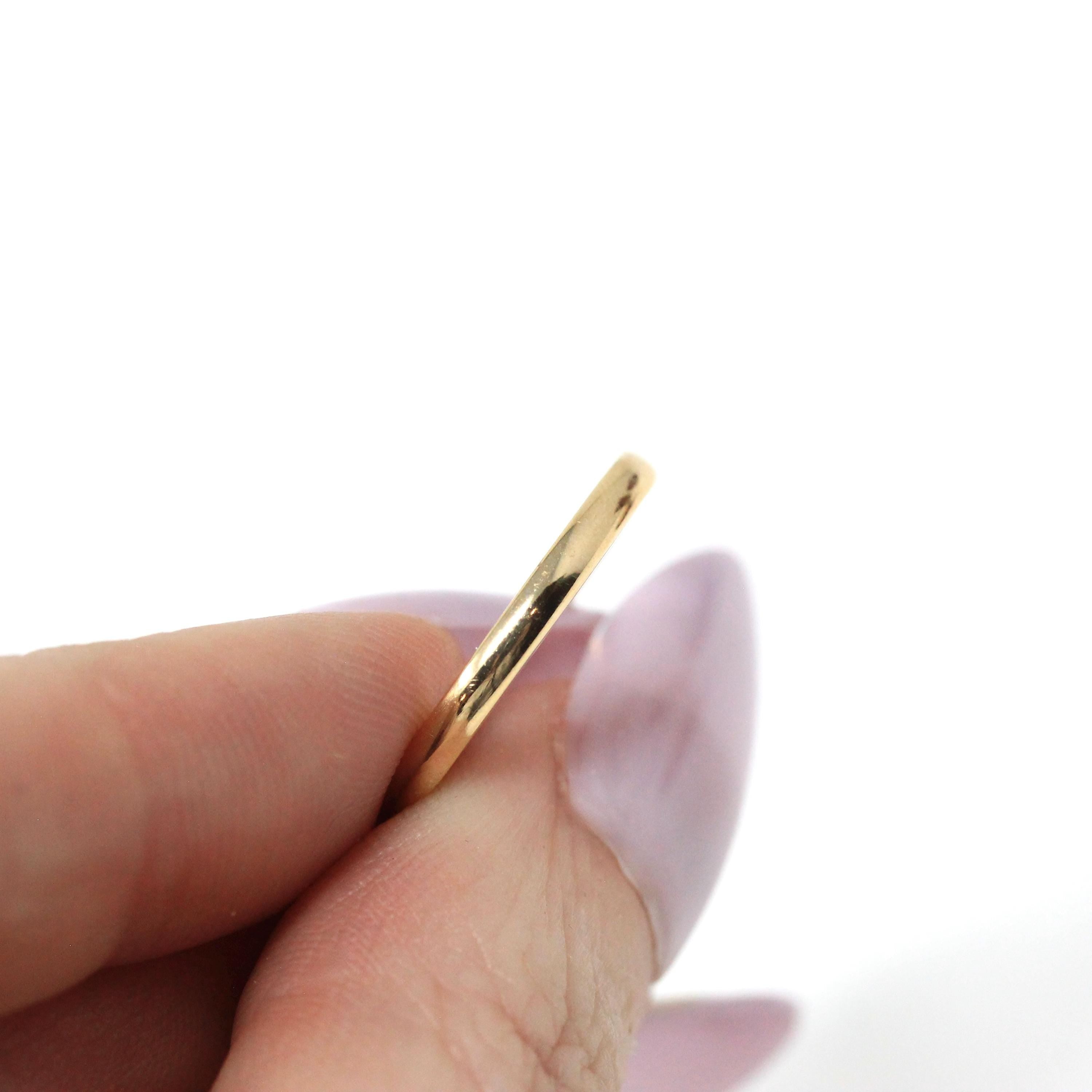 Estate Wedding Band - Minimalist 14k Yellow Gold Unadorned Plain Polished Ring - Modern Size 7 Simple Stacking Fine Statement Jewelry
