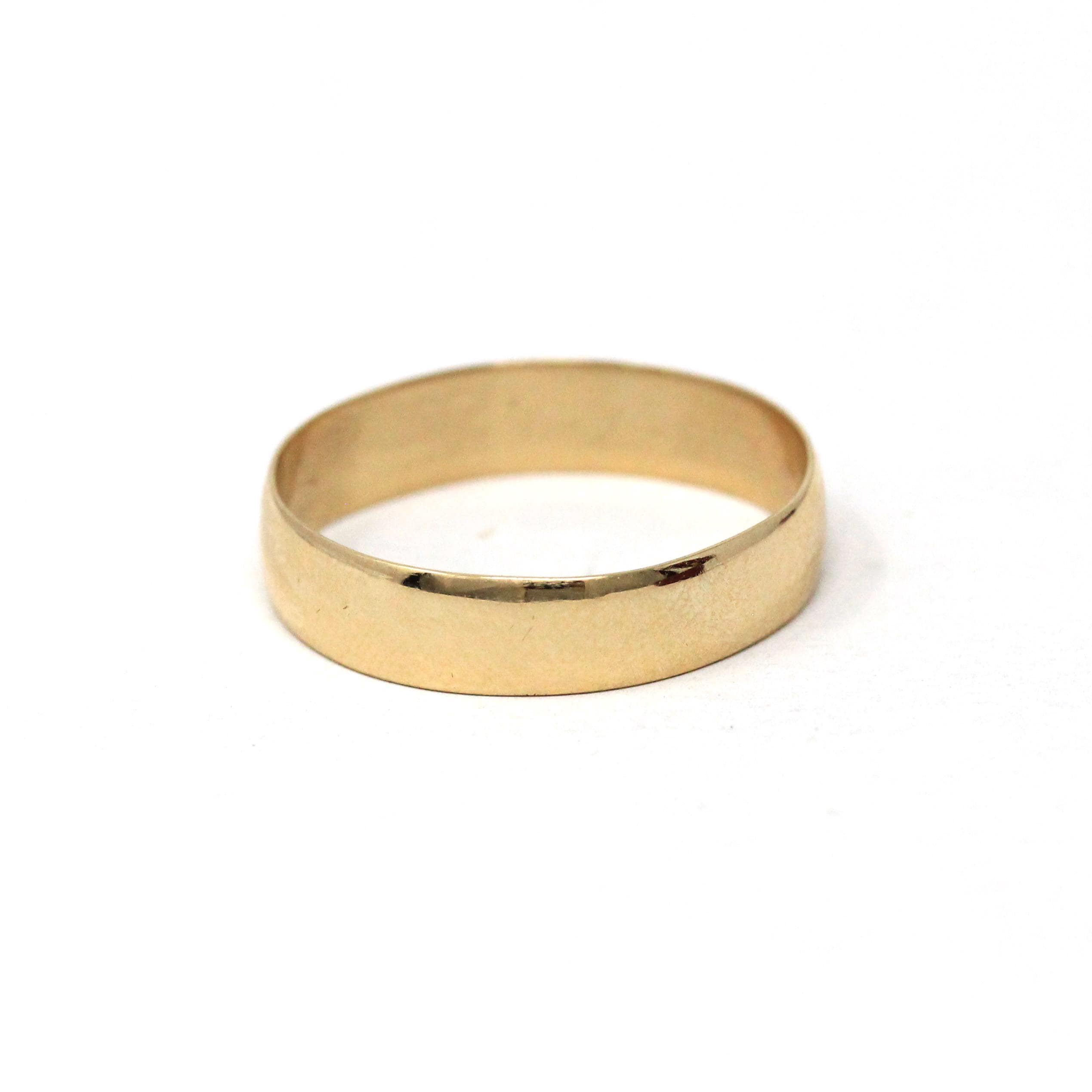 Vintage Wedding Band - Retro 14k Yellow Gold Plain Round Ring - Circa 1960s Size 10 3/4 Art Carved J.R. Wood Unisex Stacking Fine Jewelry