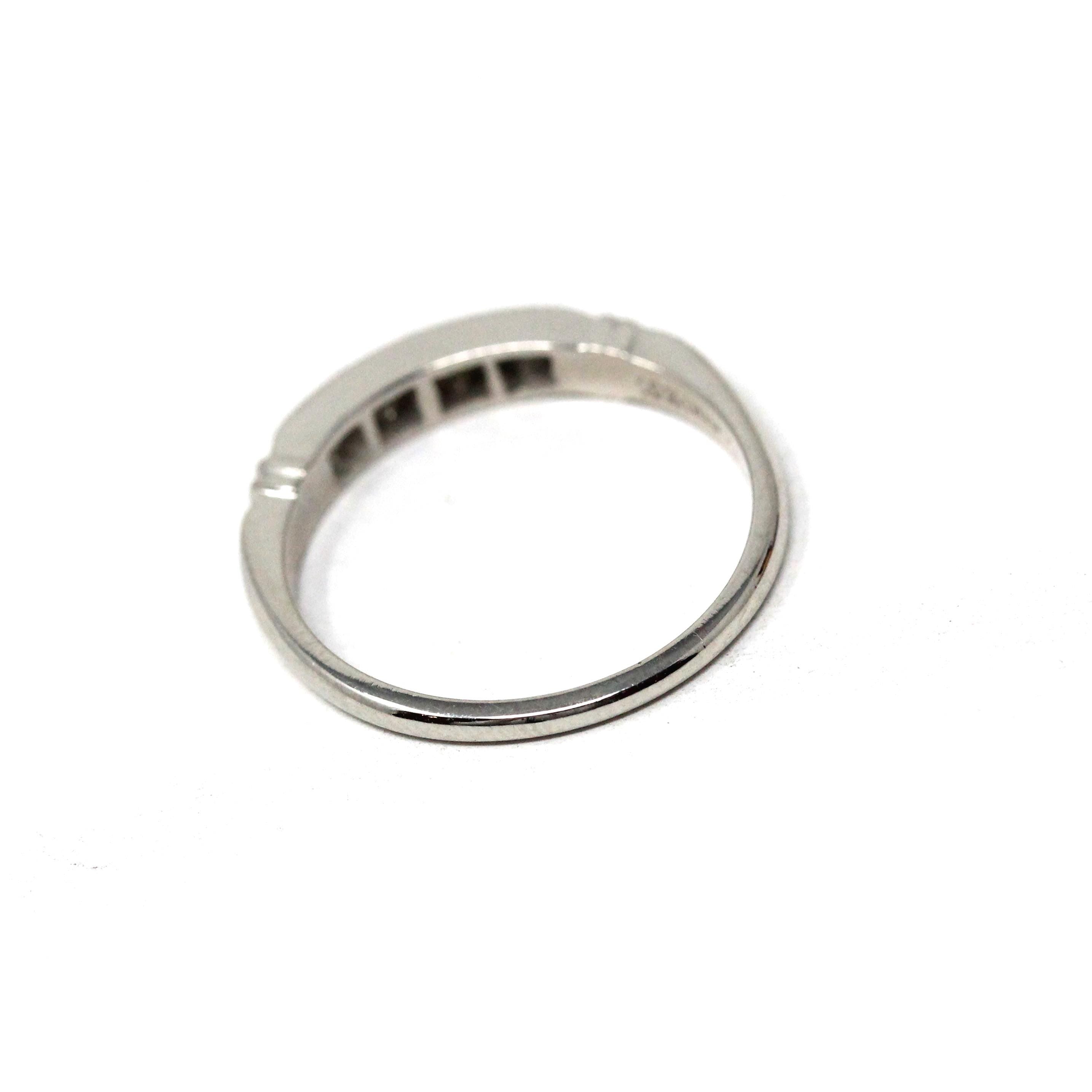 Vintage Diamond Band - Mid Century Platinum .11 CTW Natural Gemstone Wedding Ring - Circa 1950s Era Size 5 1/4 Stacking Fine Bridal Jewelry