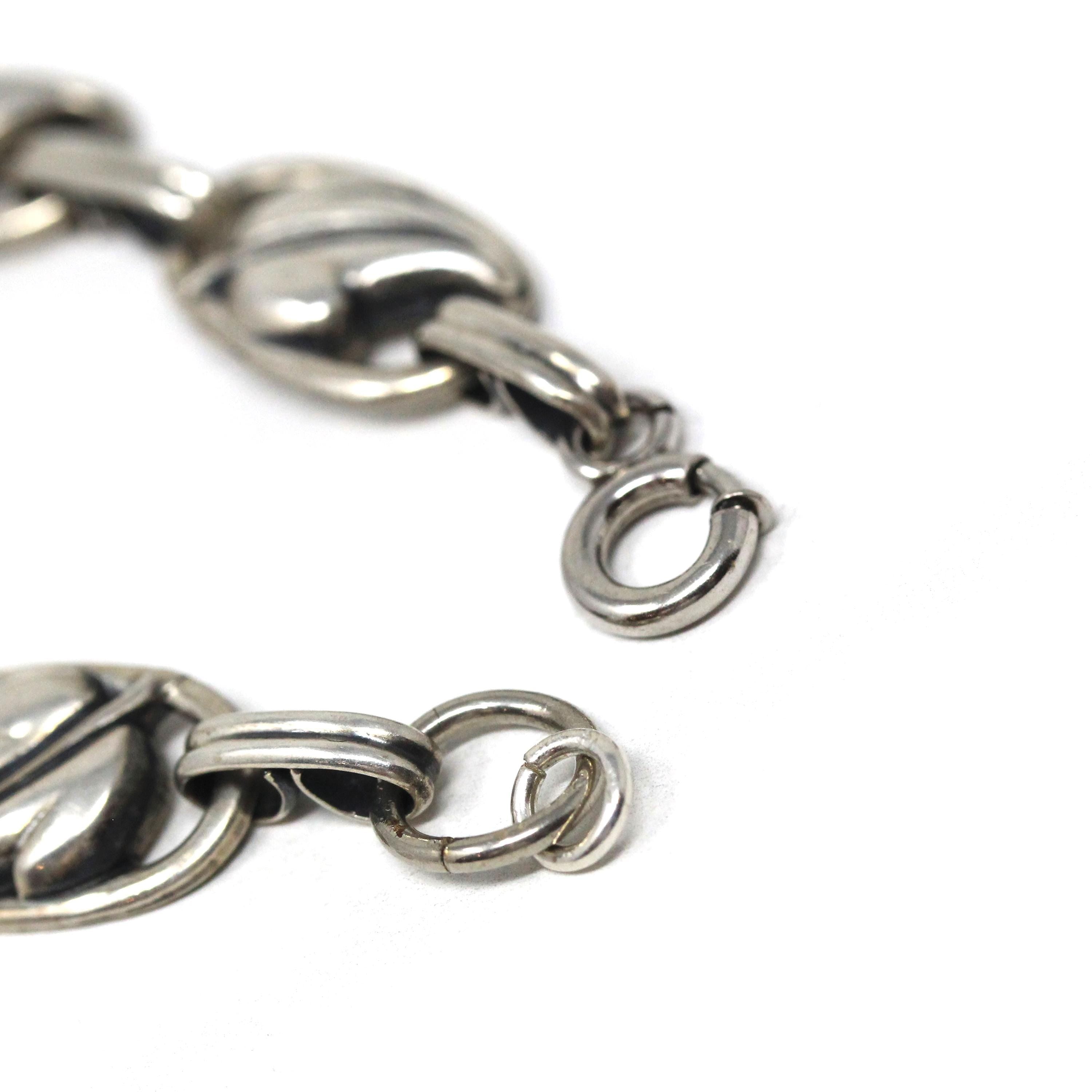 Vintage Leaf Bracelet - Mid Century Sterling Silver Nature Inspired Statement Design - Circa 1940s Era Collectible Signed Danecraft Jewelry