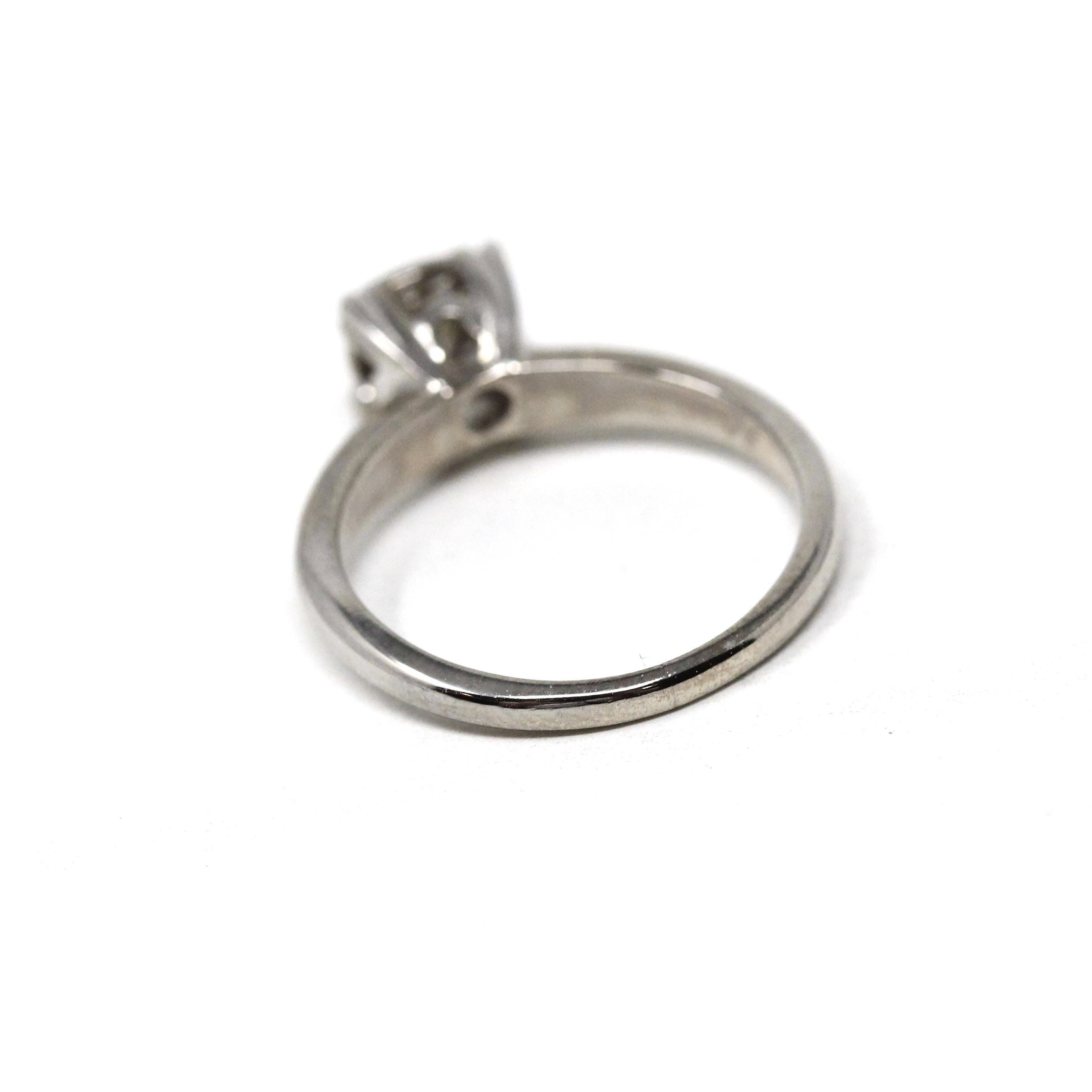 Illusion Halo Ring - Vintage 14k White Gold Natural Diamond Cluster Engagement - Mid Century Circa 1950s Era Size 5 1/4 Fine Bridal Jewelry