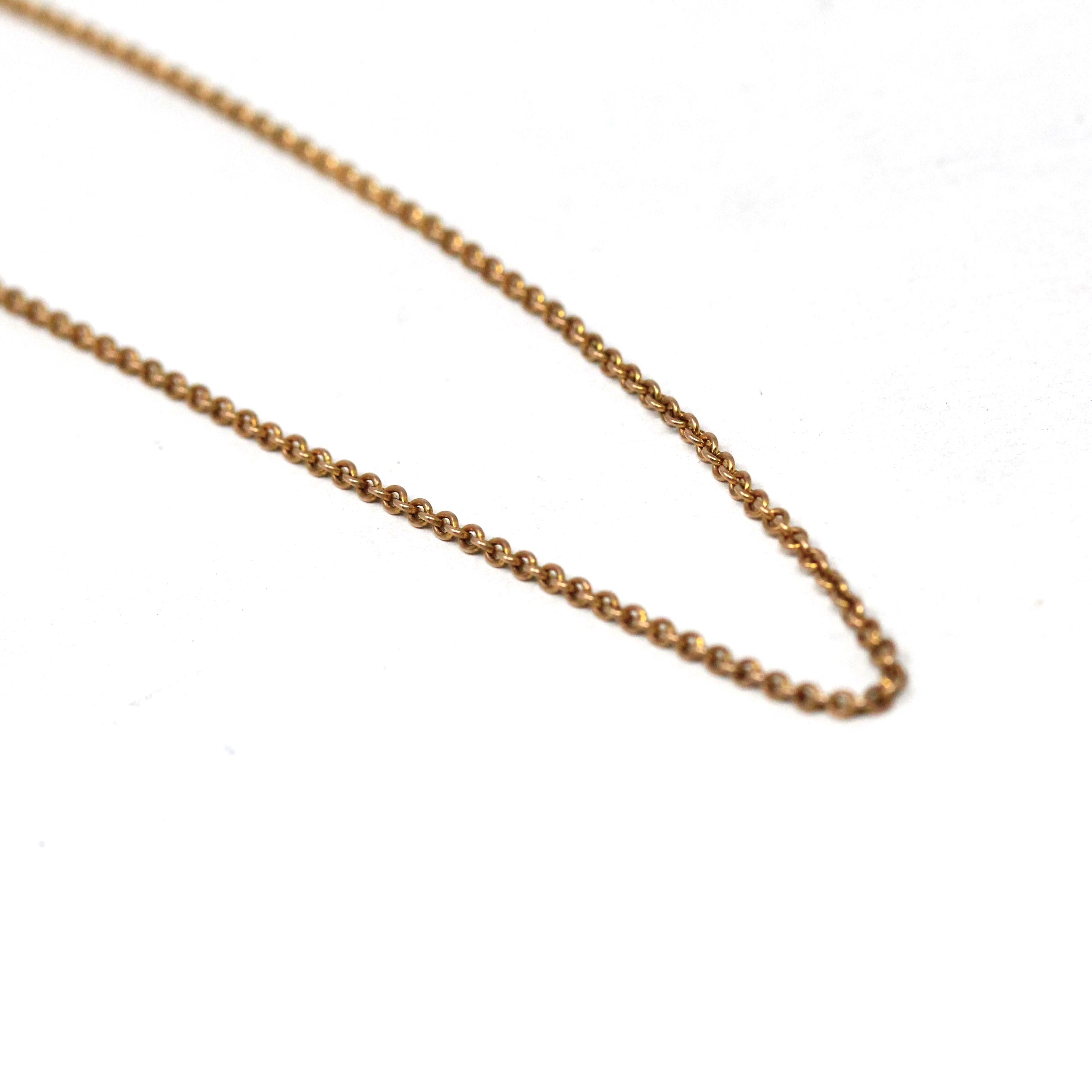 Antique Cable Chain - Edwardian 10k Yellow Gold 18 Inch Rolo Link Style Necklace - Vintage Circa 1910s Era Spring Ring Clasp Fine Jewelry