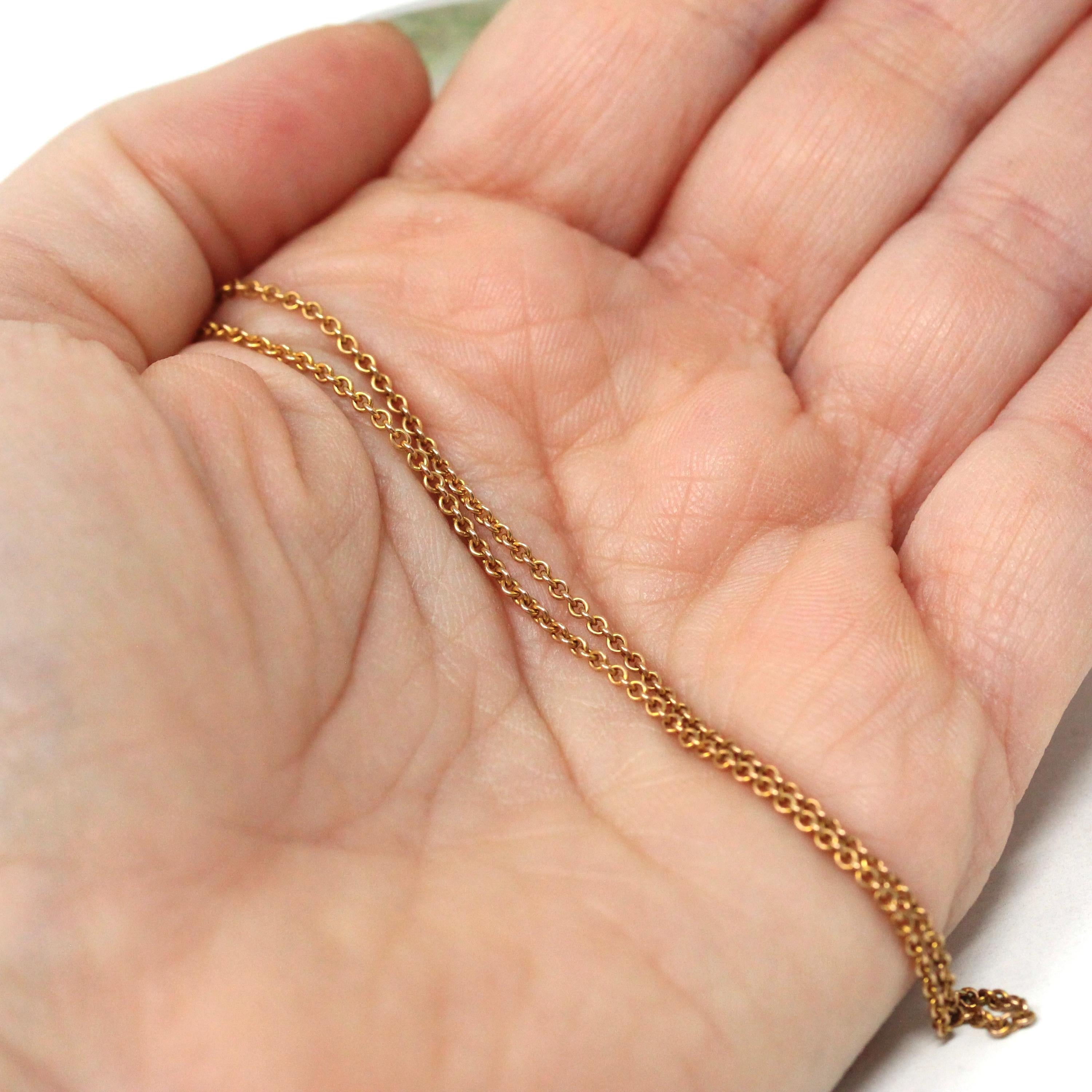 Antique Cable Chain - Edwardian 10k Yellow Gold 18 Inch Rolo Link Style Necklace - Vintage Circa 1910s Era Spring Ring Clasp Fine Jewelry