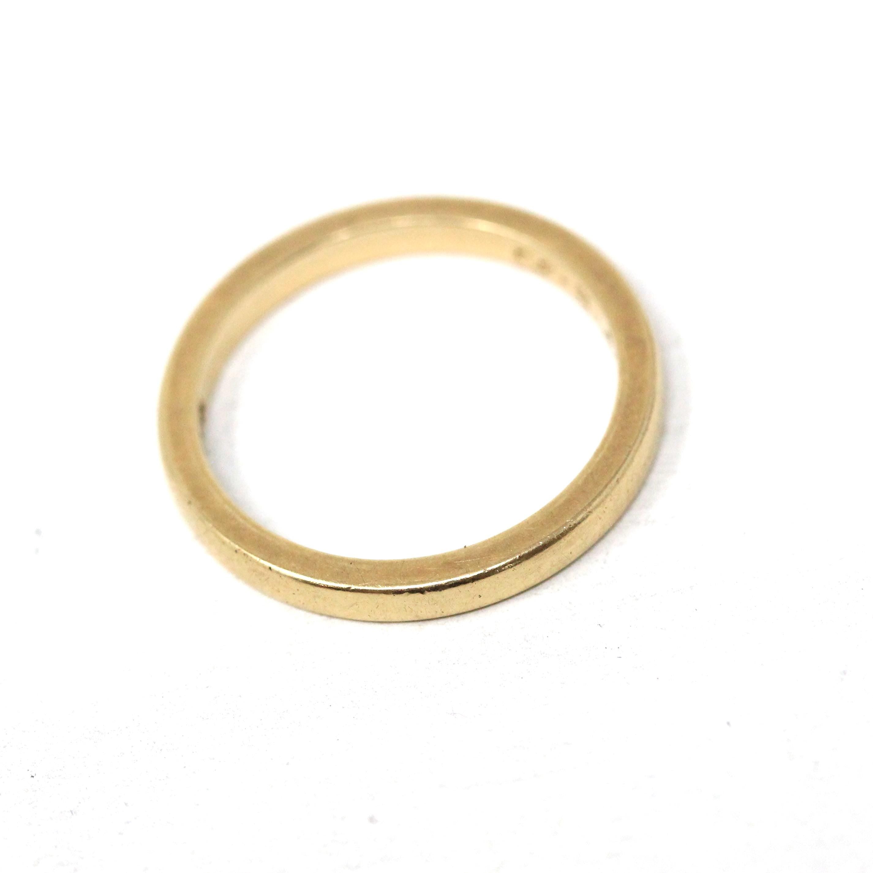 Vintage Wedding Band - Mid Century Era 14k Yellow Gold Plain Unadorned Ring - Dated 5-2-53 Size 5 3/4 Stacking Fine Statement Bridal Jewelry