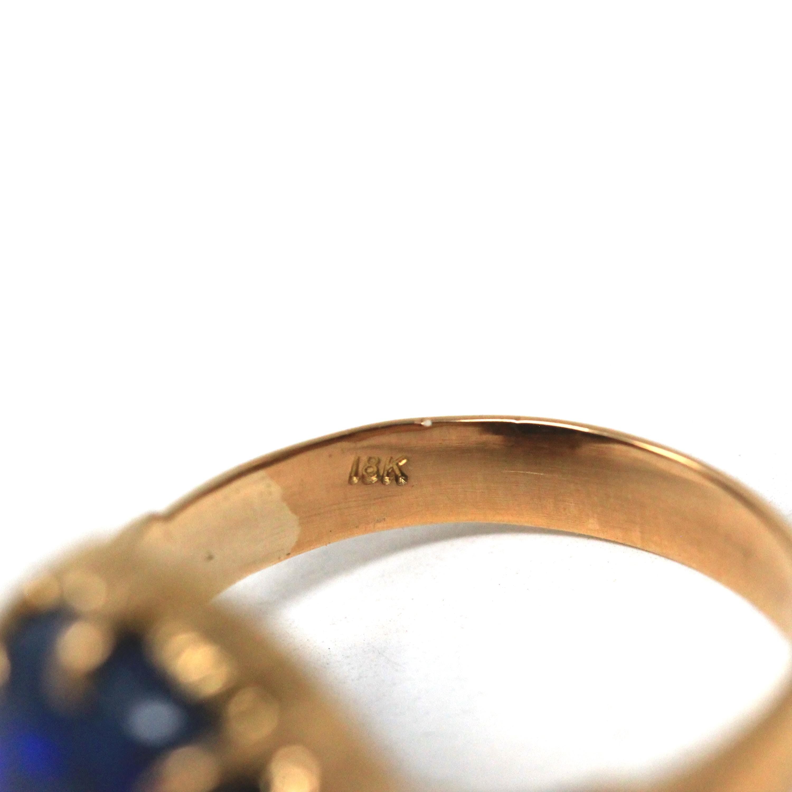 Dark Gray Opal Ring - Estate 18k Yellow Gold Oval Cabochon Cut 3.45 CT Gem - Modern Circa 1990s Size 7 3/4 October Birthstone Fine Jewelry