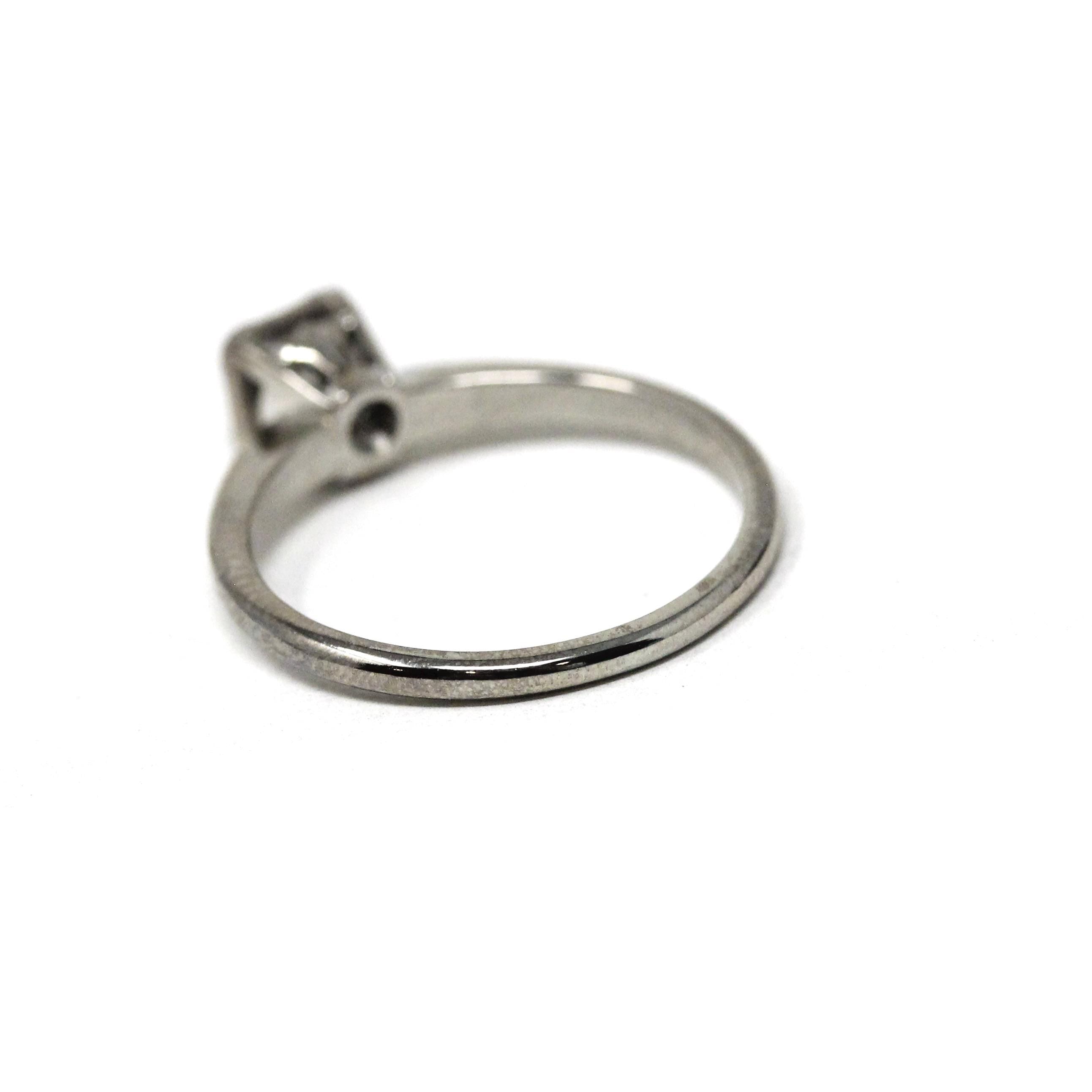 Illusion Diamond Ring - Mid Century 18k White Gold Engagement Natural Gemstone Solitaire - Vintage 1950s Era Size 4 1/2 Fine Bridal Jewelry