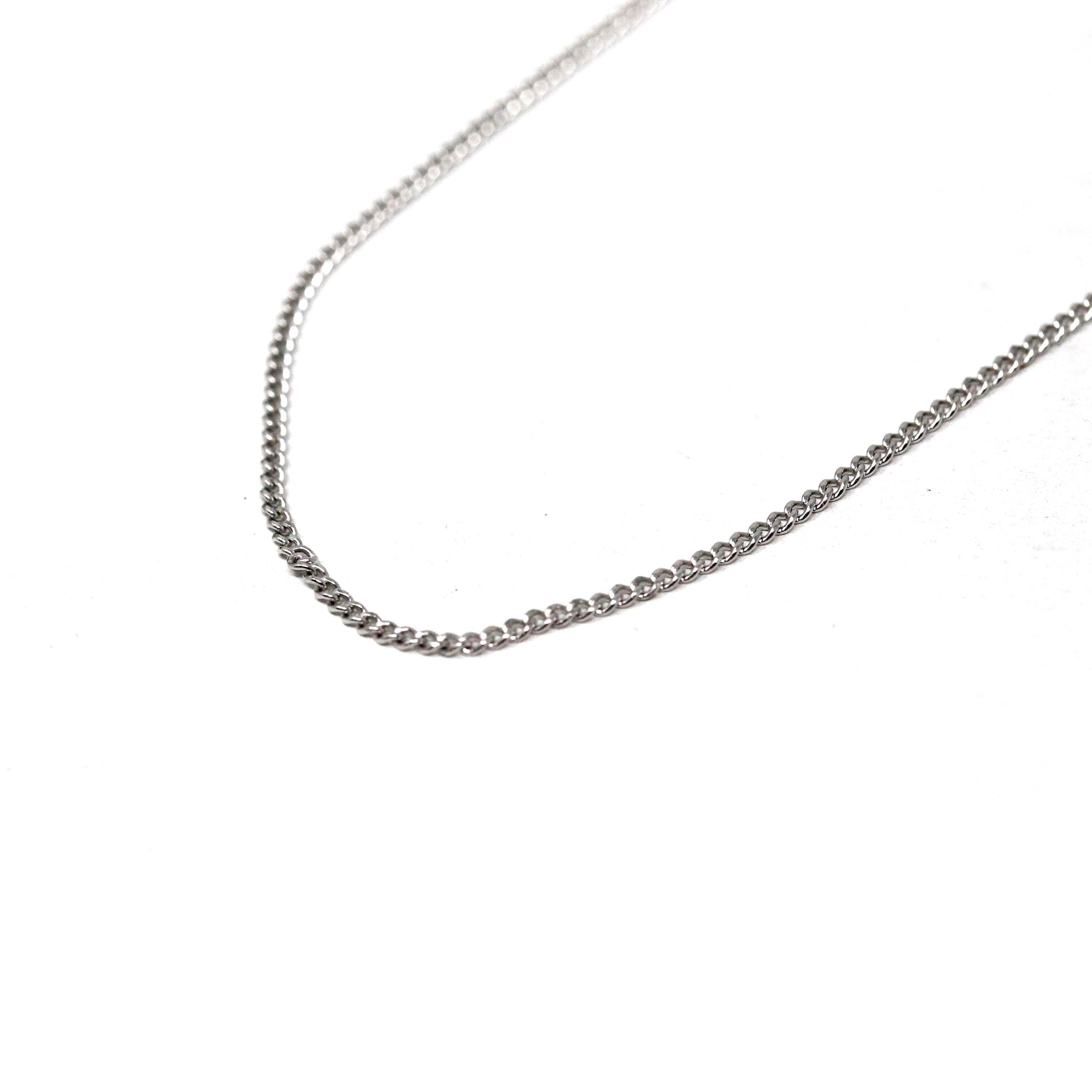 Vintage Chain Necklace - Retro 14k White Gold 24 Inch Spring Ring Clasp Curb Link Style - Circa 1960s Era Fine Unisex Mens Accessory Jewelry