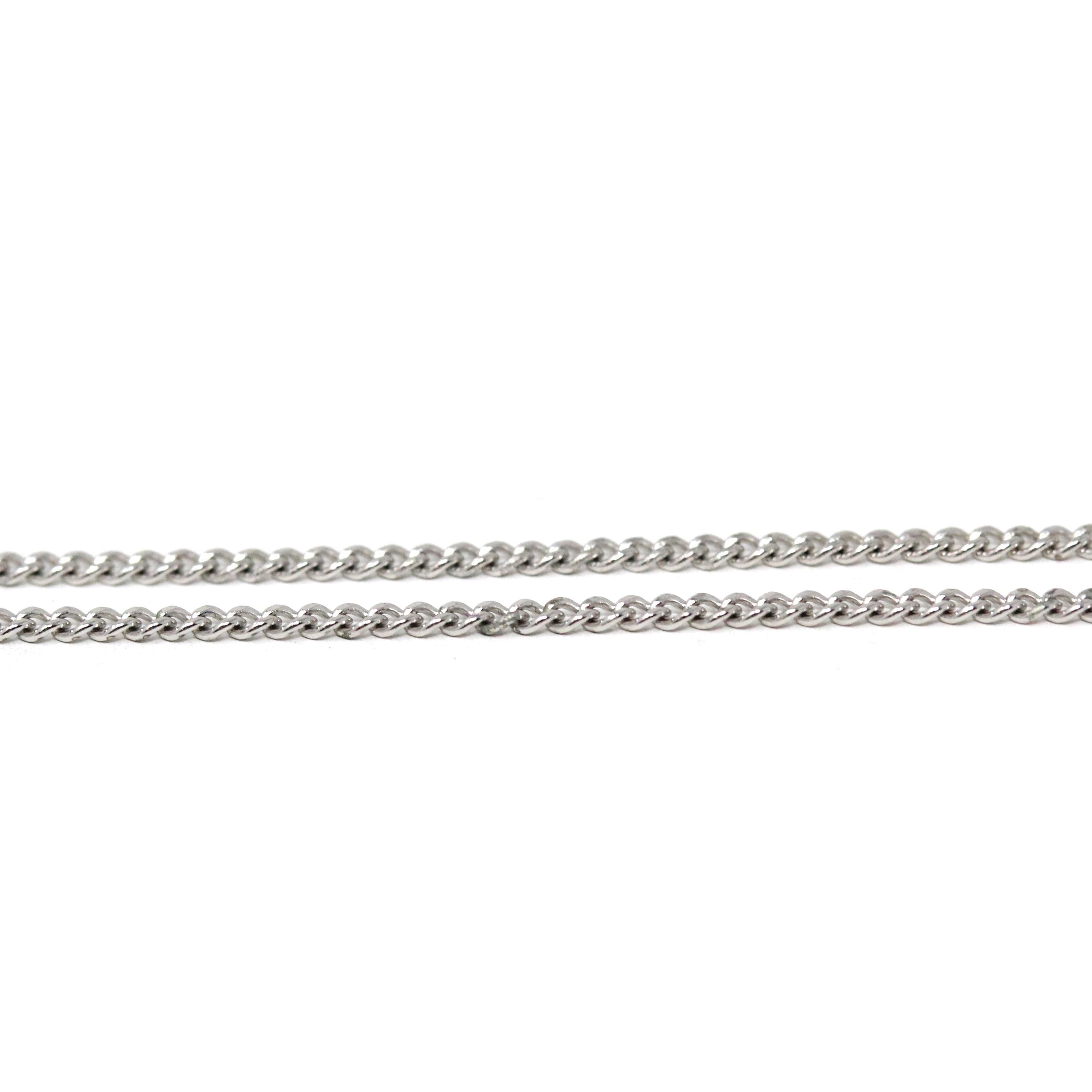 Vintage Chain Necklace - Retro 14k White Gold 24 Inch Spring Ring Clasp Curb Link Style - Circa 1960s Era Fine Unisex Mens Accessory Jewelry
