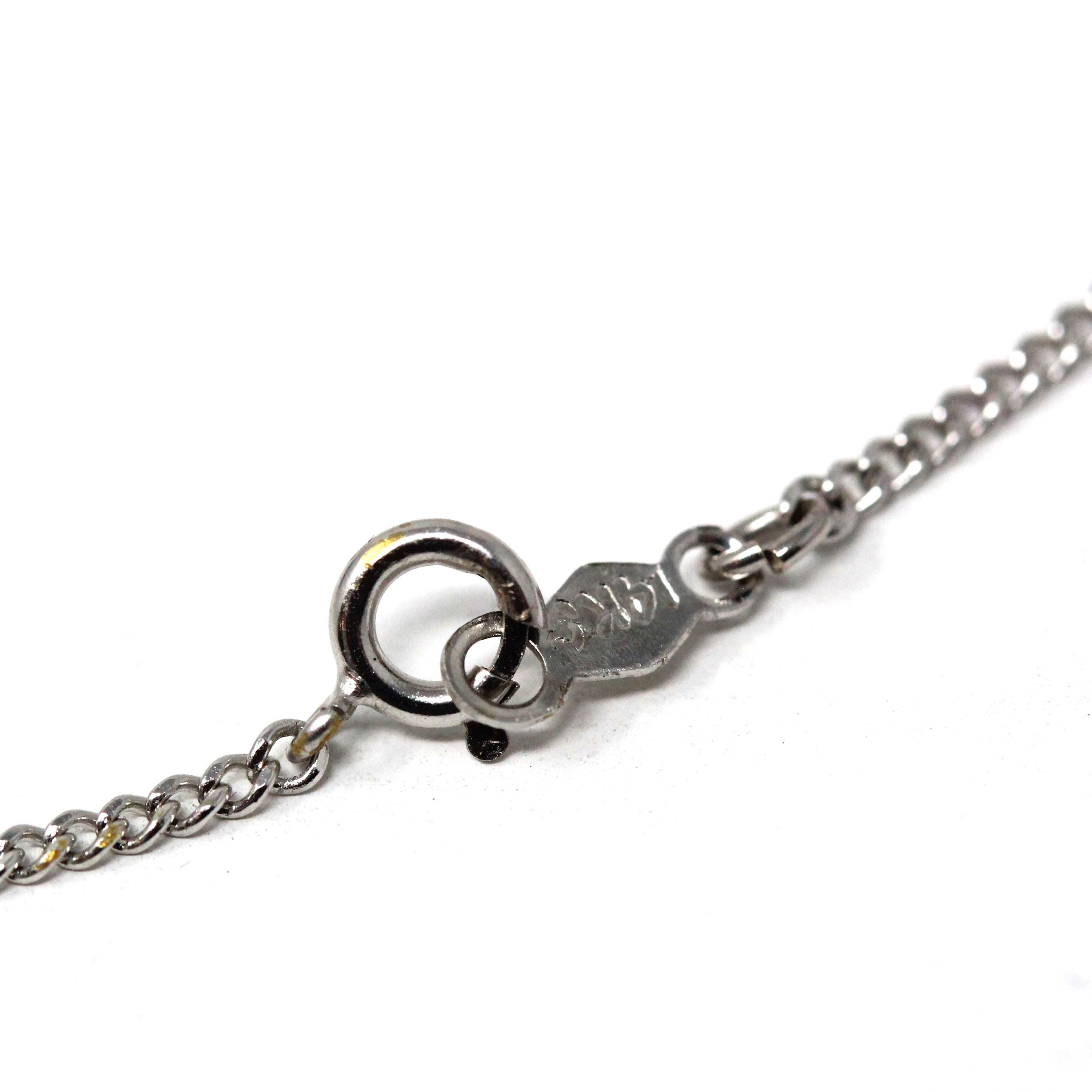 Vintage Chain Necklace - Retro 14k White Gold 24 Inch Spring Ring Clasp Curb Link Style - Circa 1960s Era Fine Unisex Mens Accessory Jewelry