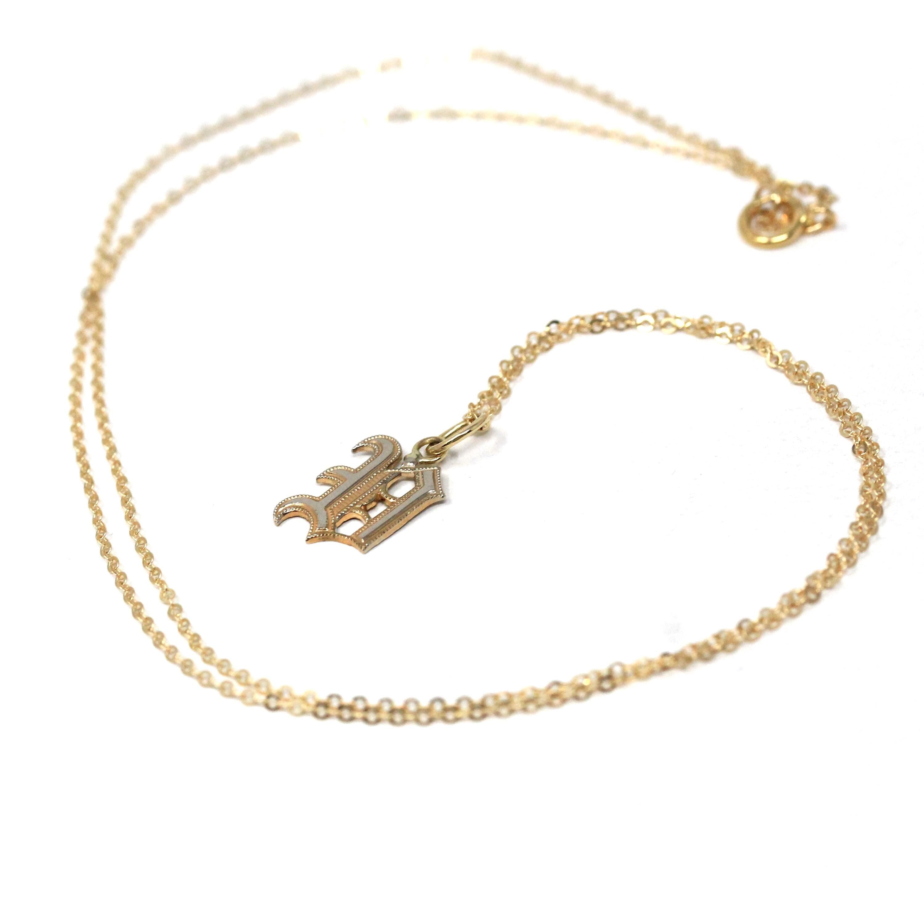 Letter "U" Charm - Art Deco Gold Filled Initial Old English Style Pendant Necklace - Vintage Circa 1930s Era Personalized Dainty 30s Jewelry