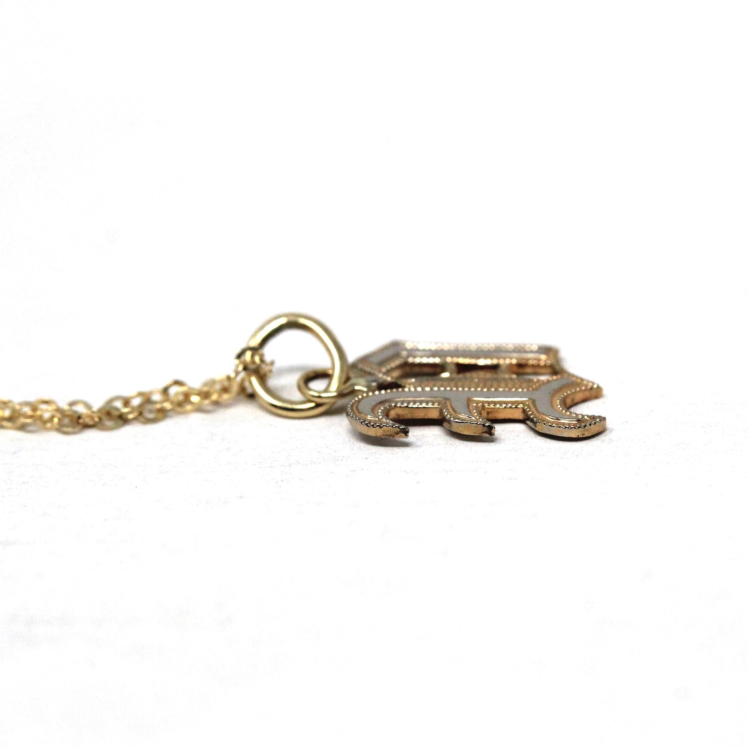 Letter "U" Charm - Art Deco Gold Filled Initial Old English Style Pendant Necklace - Vintage Circa 1930s Era Personalized Dainty 30s Jewelry