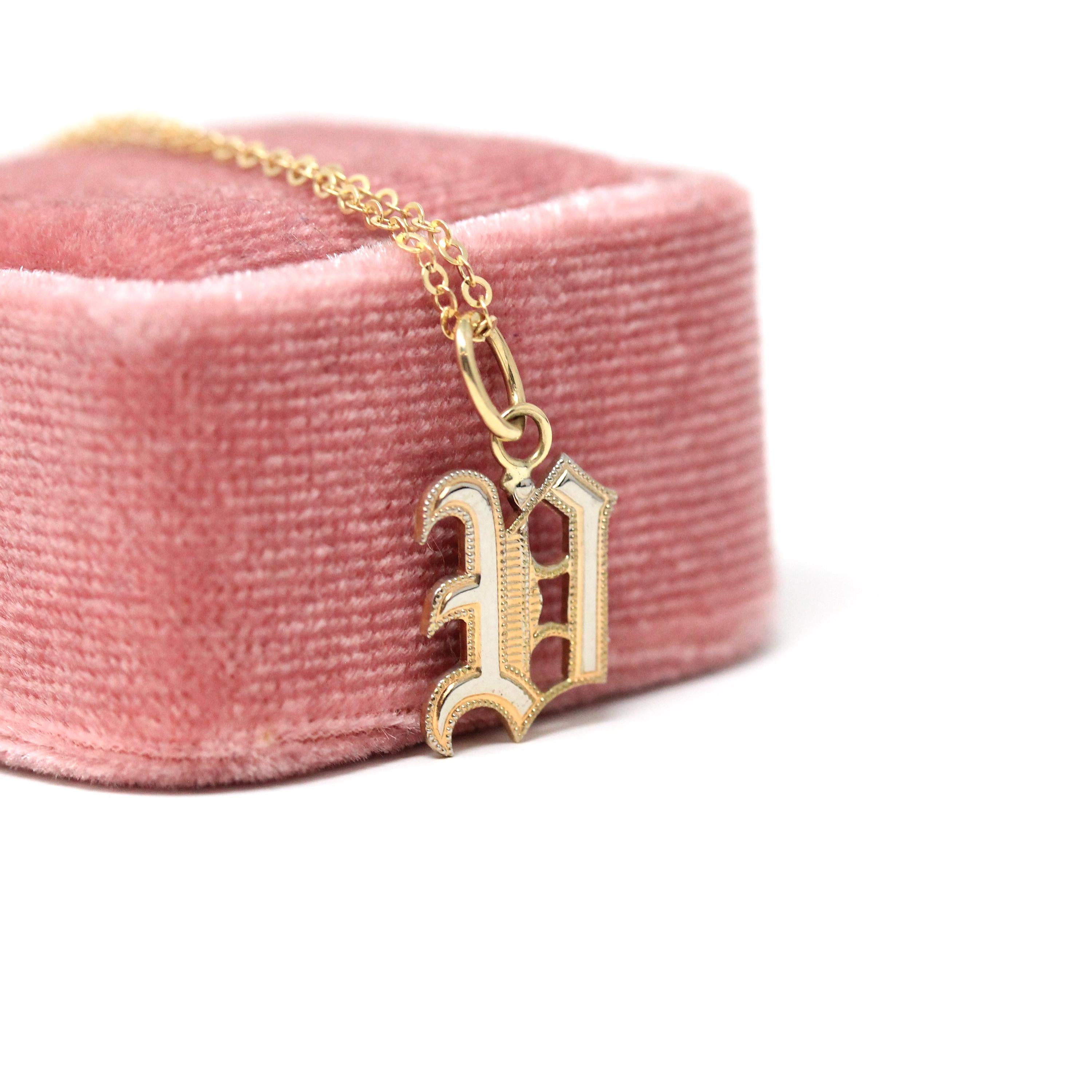 Letter "U" Charm - Art Deco Gold Filled Initial Old English Style Pendant Necklace - Vintage Circa 1930s Era Personalized Dainty 30s Jewelry