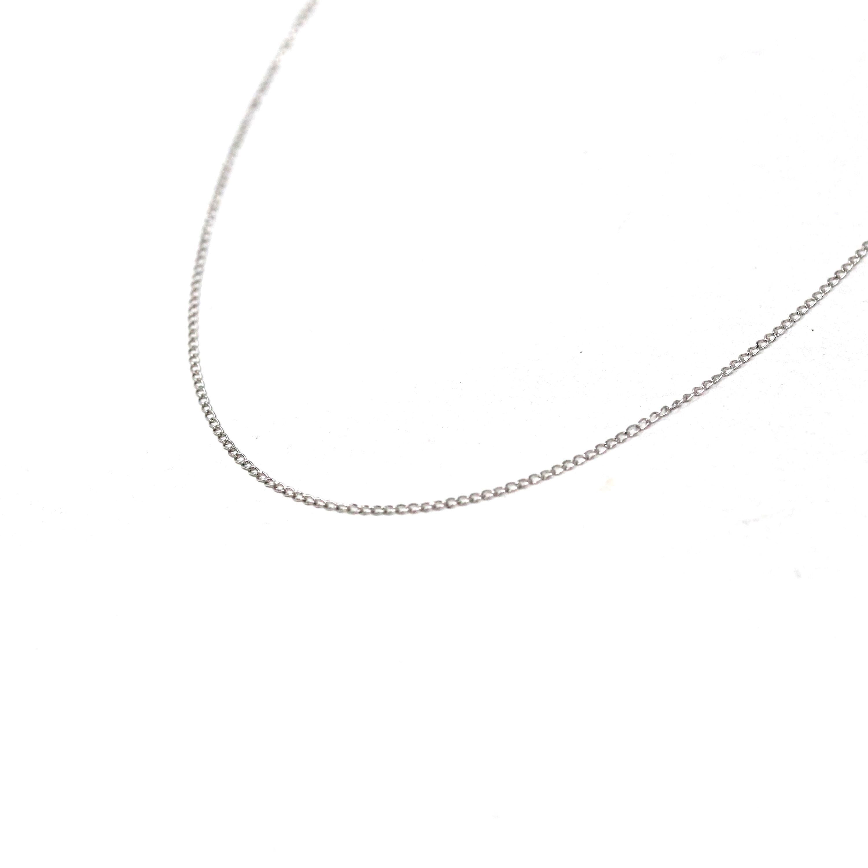 Vintage Chain Necklace - Mid Century 14k White Gold 18 Inch Spring Ring Clasp Curb Links - Circa 1940s Era Fine Fashion Accessory Jewelry