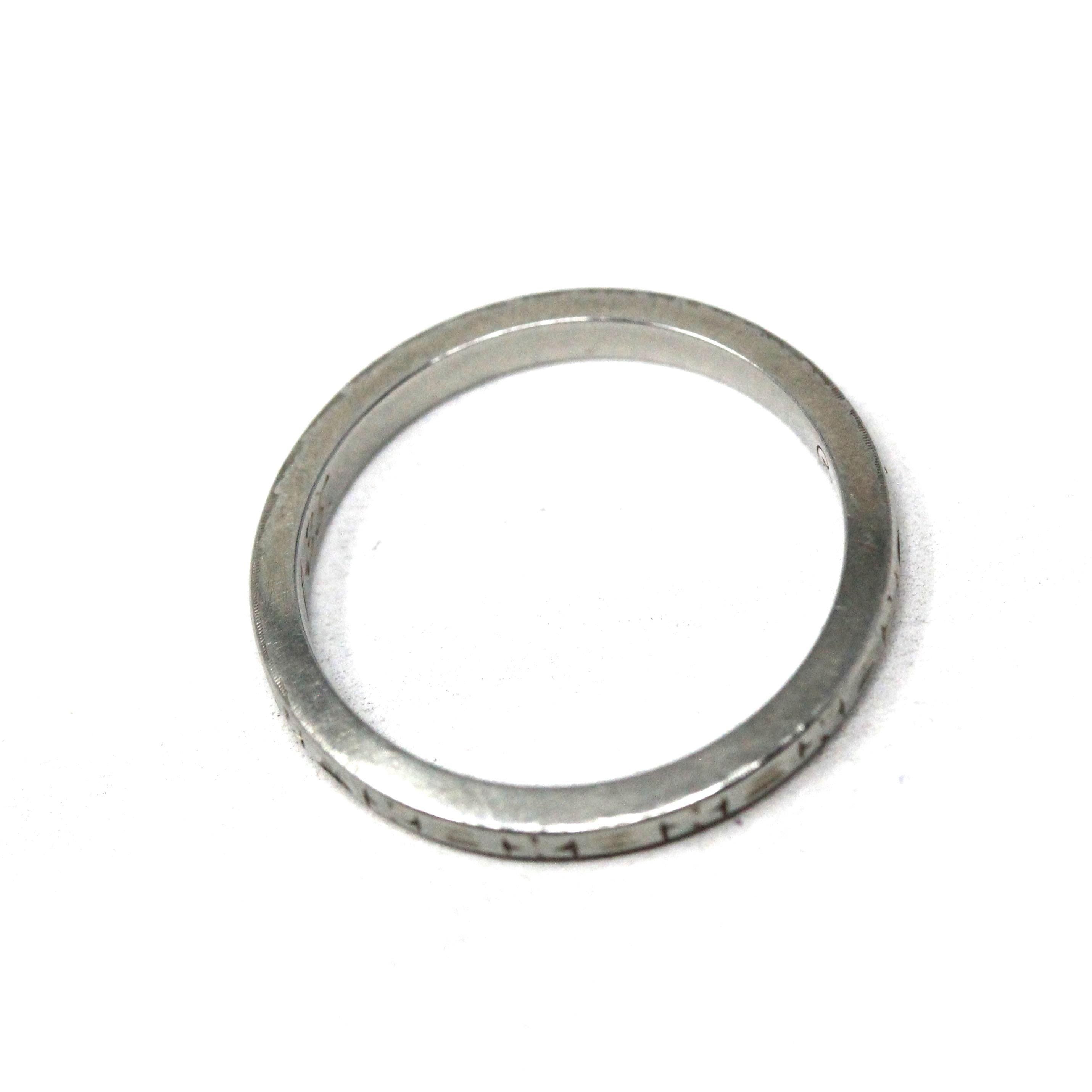 Vintage Wedding Band - Art Deco 18k White Gold Byard F Brogan Inscribed Eternity Ring - Dated 1935 Size 5 Bridal Unisex Fine 30s Era Jewelry