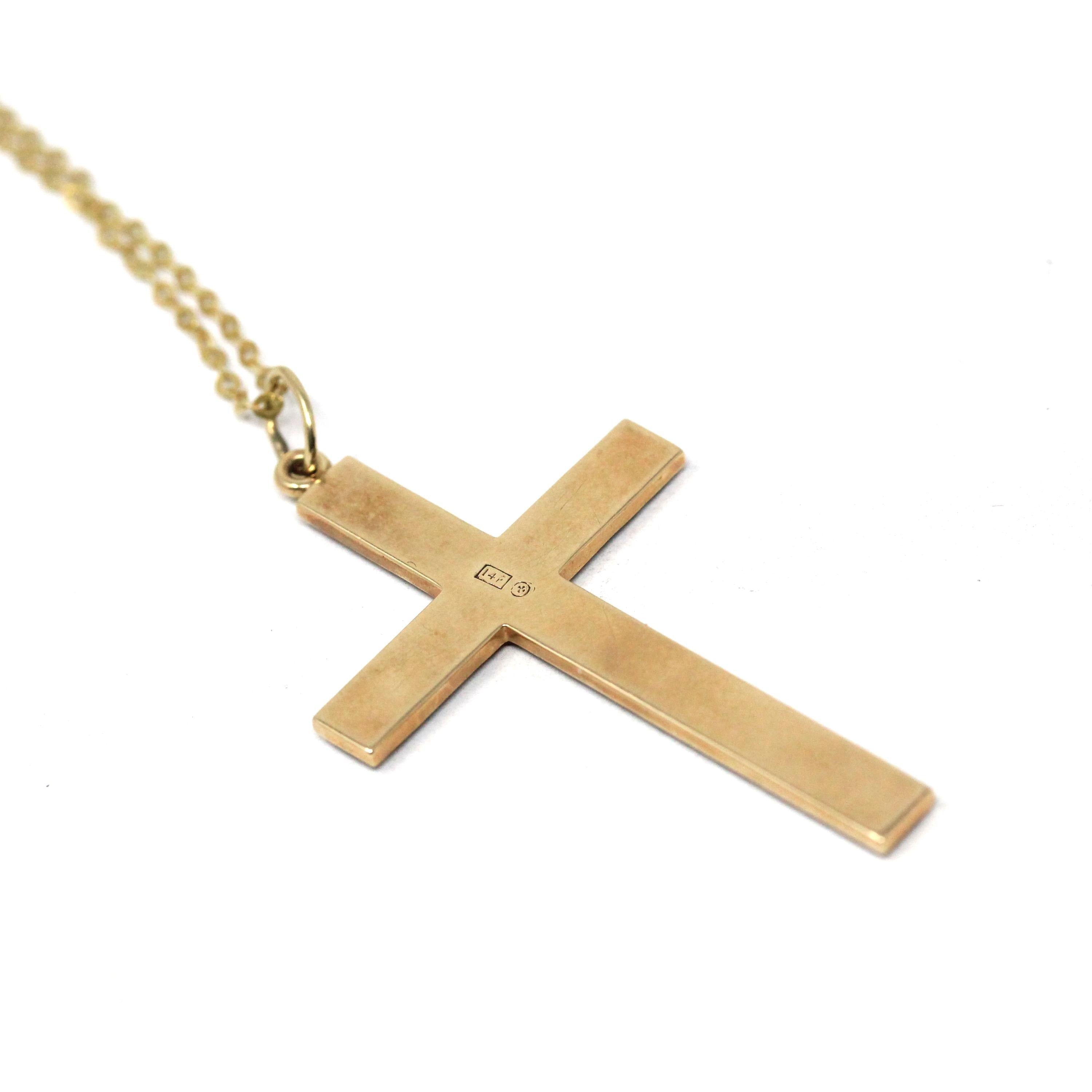 Antique Cross Pendant - Edwardian 14k Yellow Gold Seed Pearls Statement Charm Necklace - Vintage Circa Early 1900s Era 2 inch Fine Jewelry