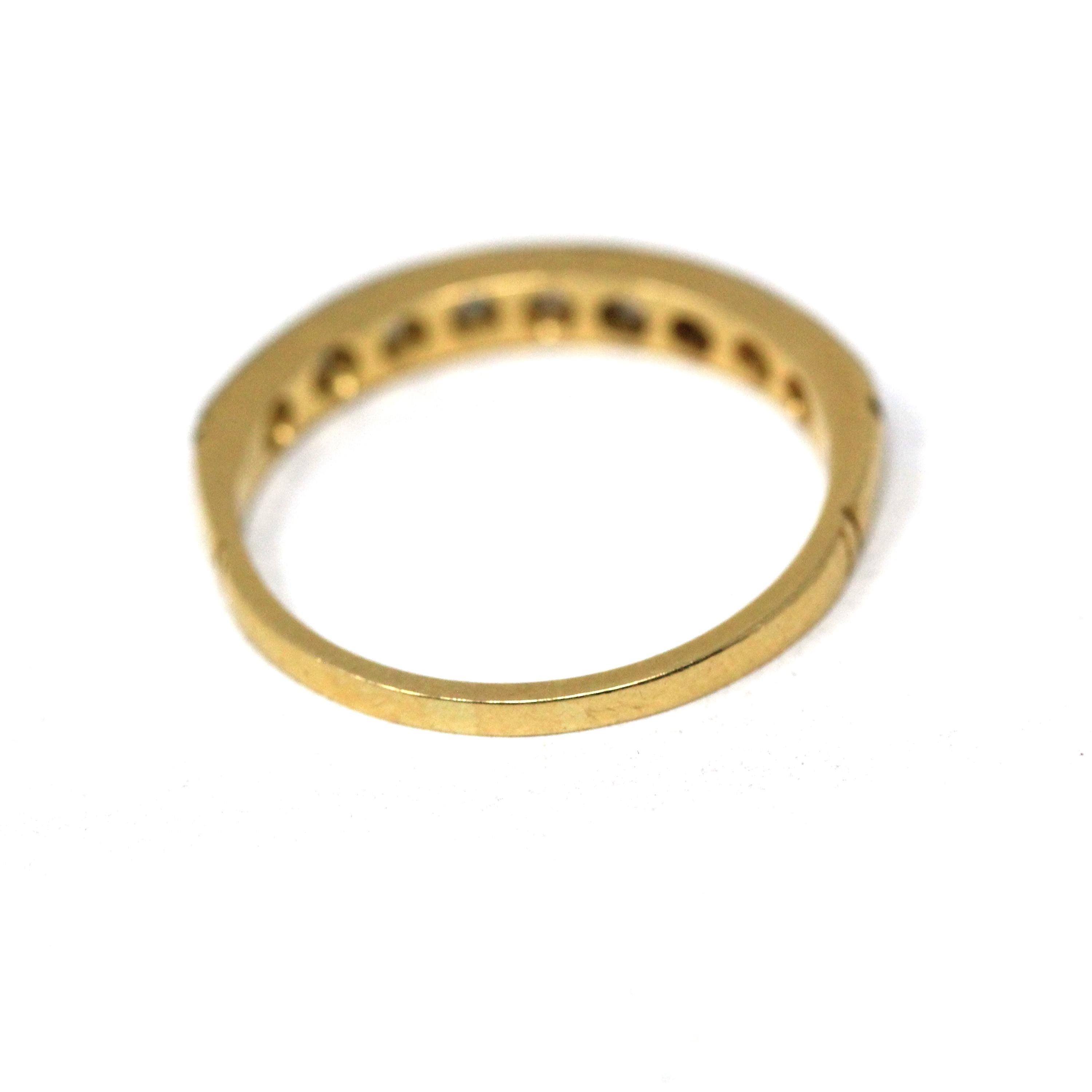 Diamond Wedding Band - Mid Century 18k Yellow Gold & Platinum Half Eternity Ring - Hallmarked 1942 Size 8 Fine Two Tone Bridal Band Jewelry