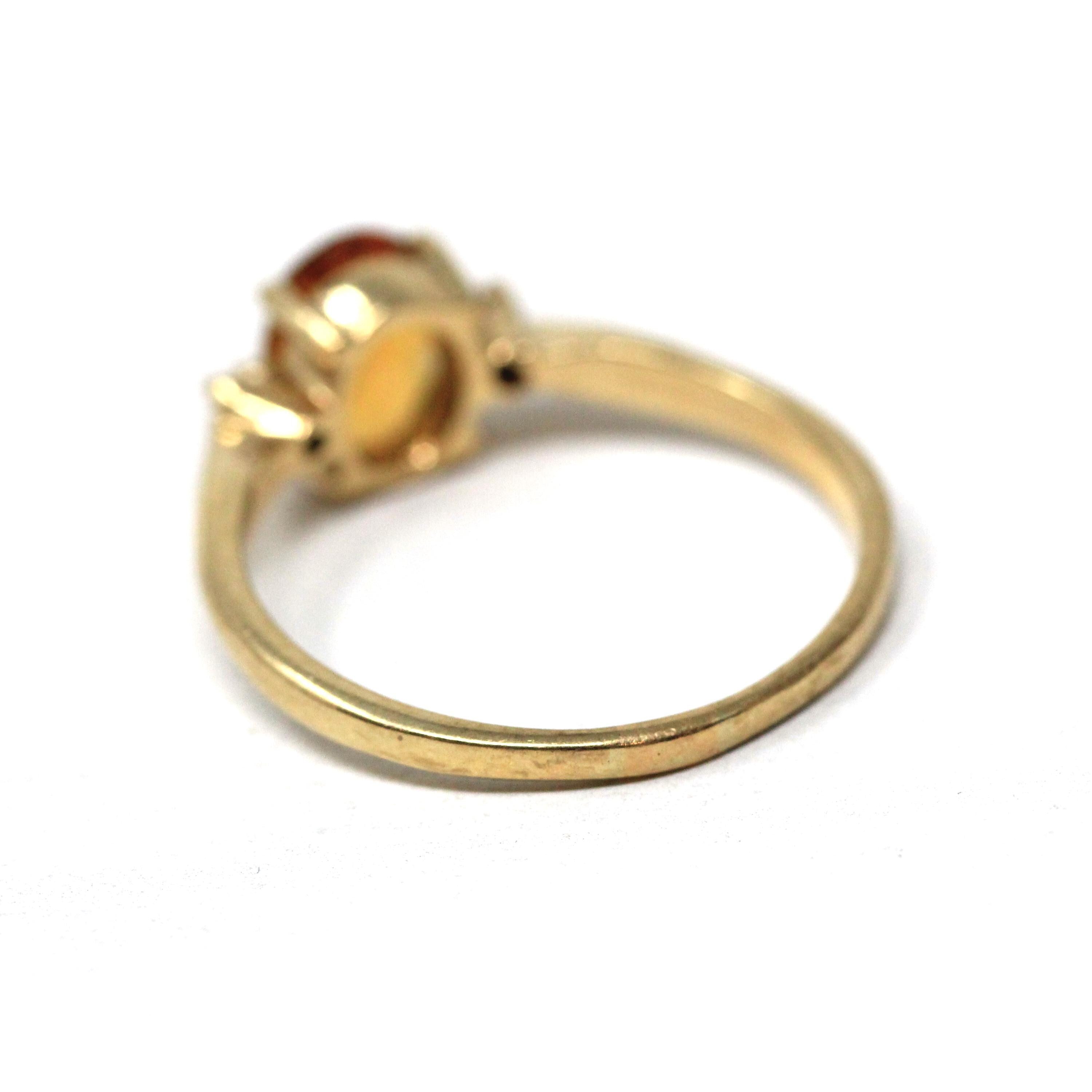 Citrine & Diamond Ring - Estate 10k Yellow Gold Oval Faceted 1.13 CT Gem - Circa 1990s Era Size 8.25 November Birthstone Fine Accent Jewelry