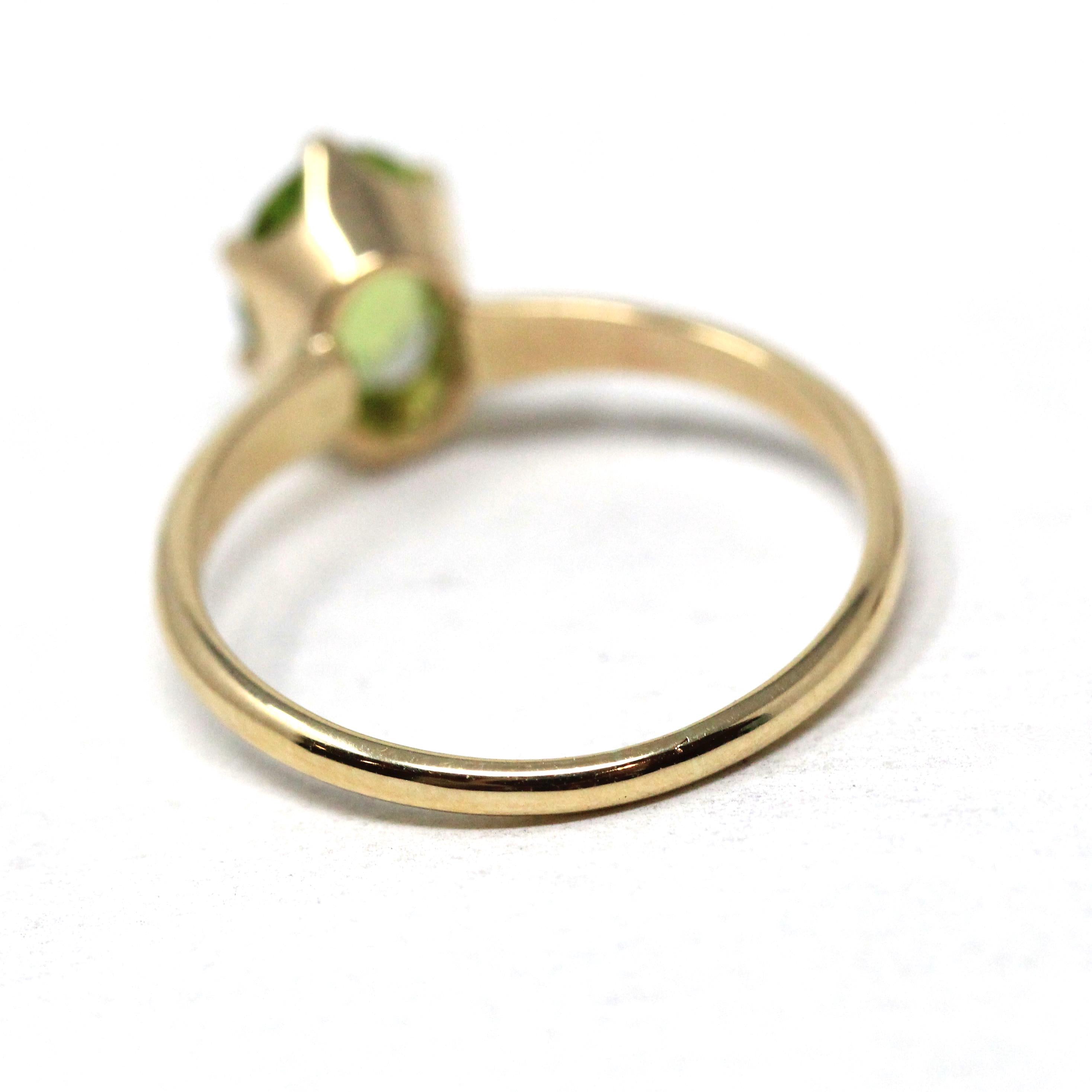 Estate Peridot Ring - Modern Era 14k Yellow Gold Natural Green Gemstone Solitaire - Vintage 2000s Size 6 3/4 August Birthstone Fine Jewelry