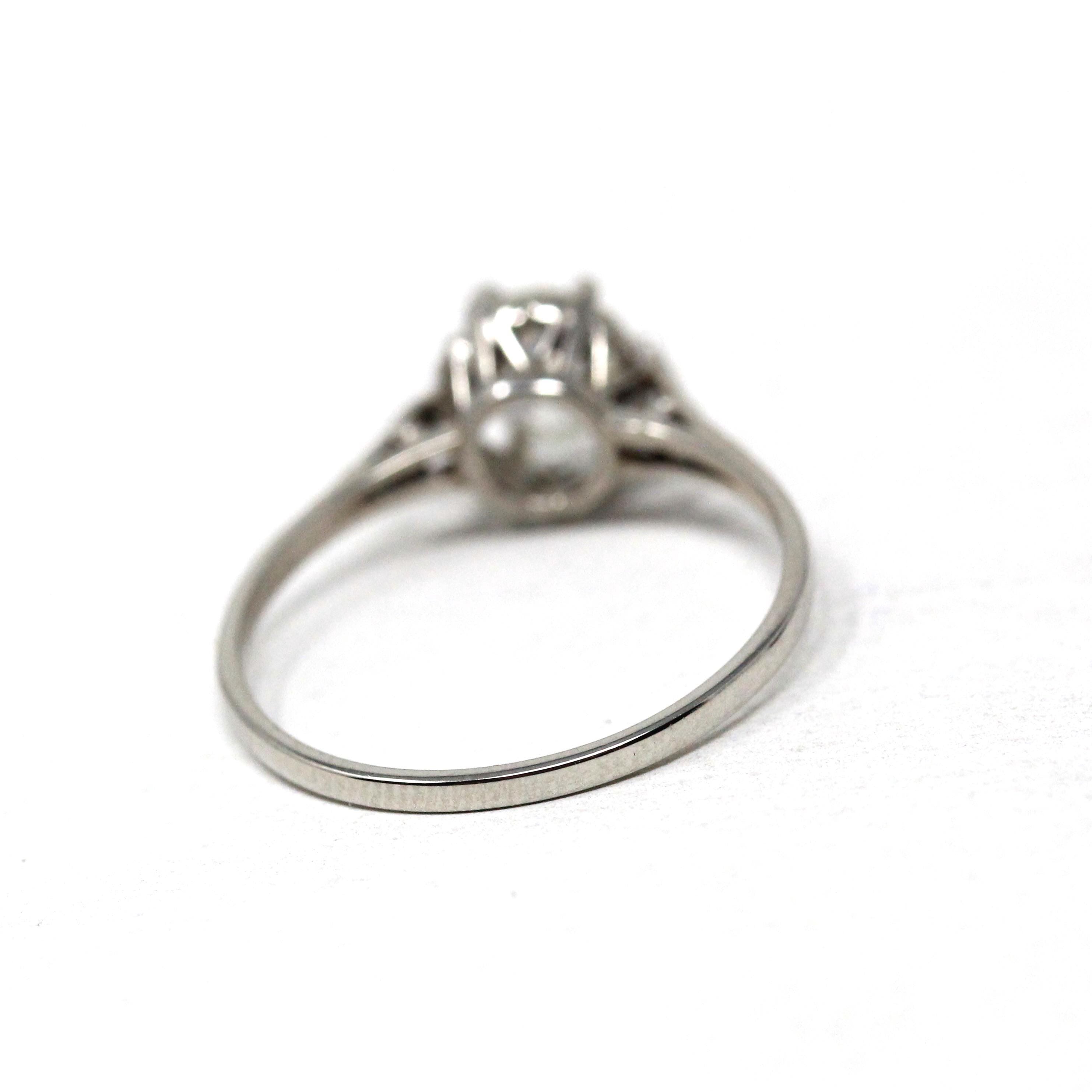 Vintage Engagement Ring - Art Deco Platinum .84 CT Old European Cut Diamond Statement - Circa 1930s Size 8 Bridal Fine GIA Report Jewelry