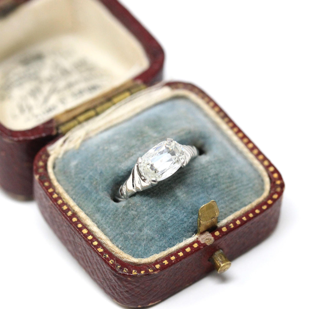 Antique 1.01 Carat Diamond Ring - Edwardian Platinum Oval East West Solitaire - Early 1900s Size 4 1/4 Fine GIA Report Engagement Jewelry