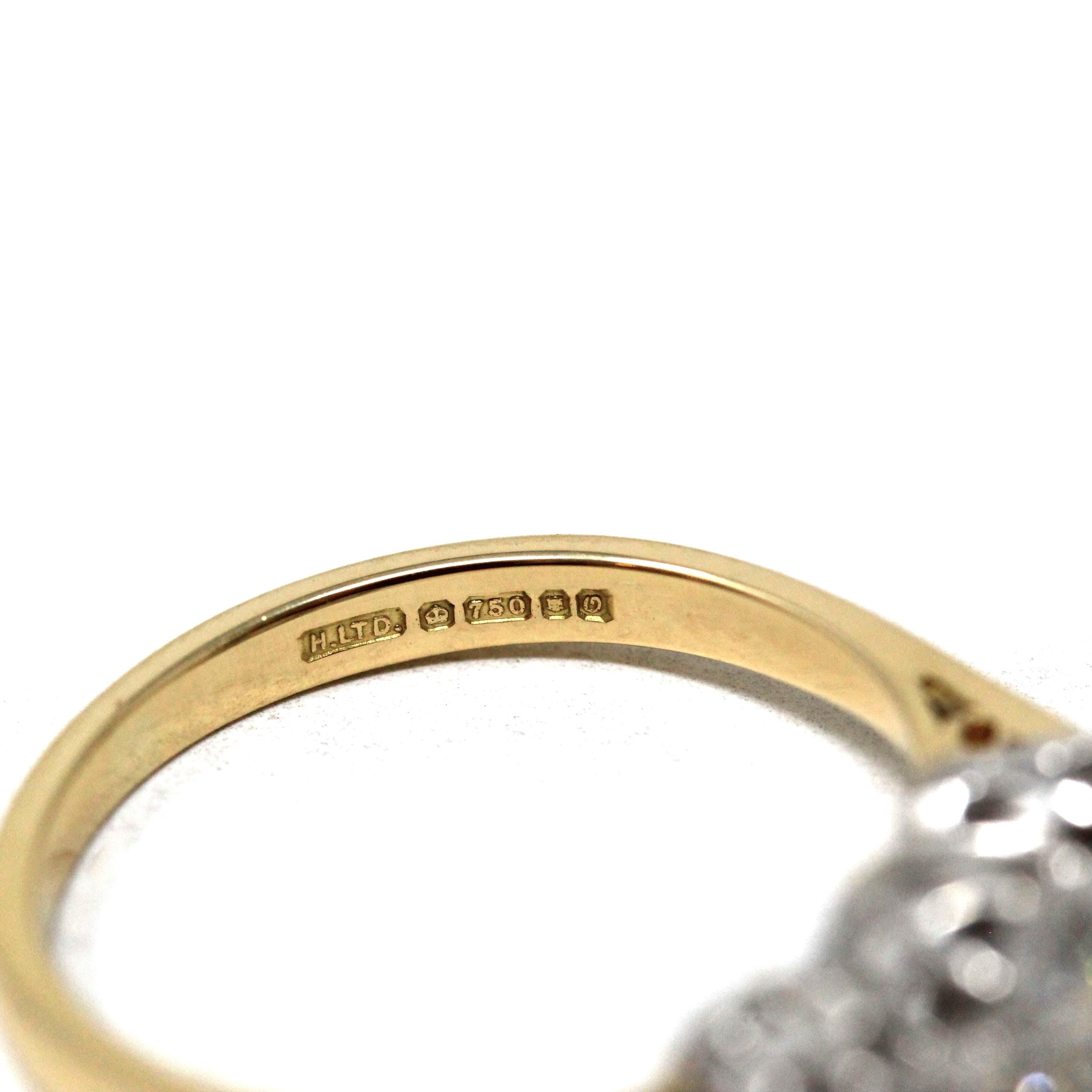 Star-Incised Diamond Ring - Vintage 18k Yellow & White Gold .28 CTW Wedding Band - Estate Circa 1988 English Anniversary 2 Tone Fine Jewelry