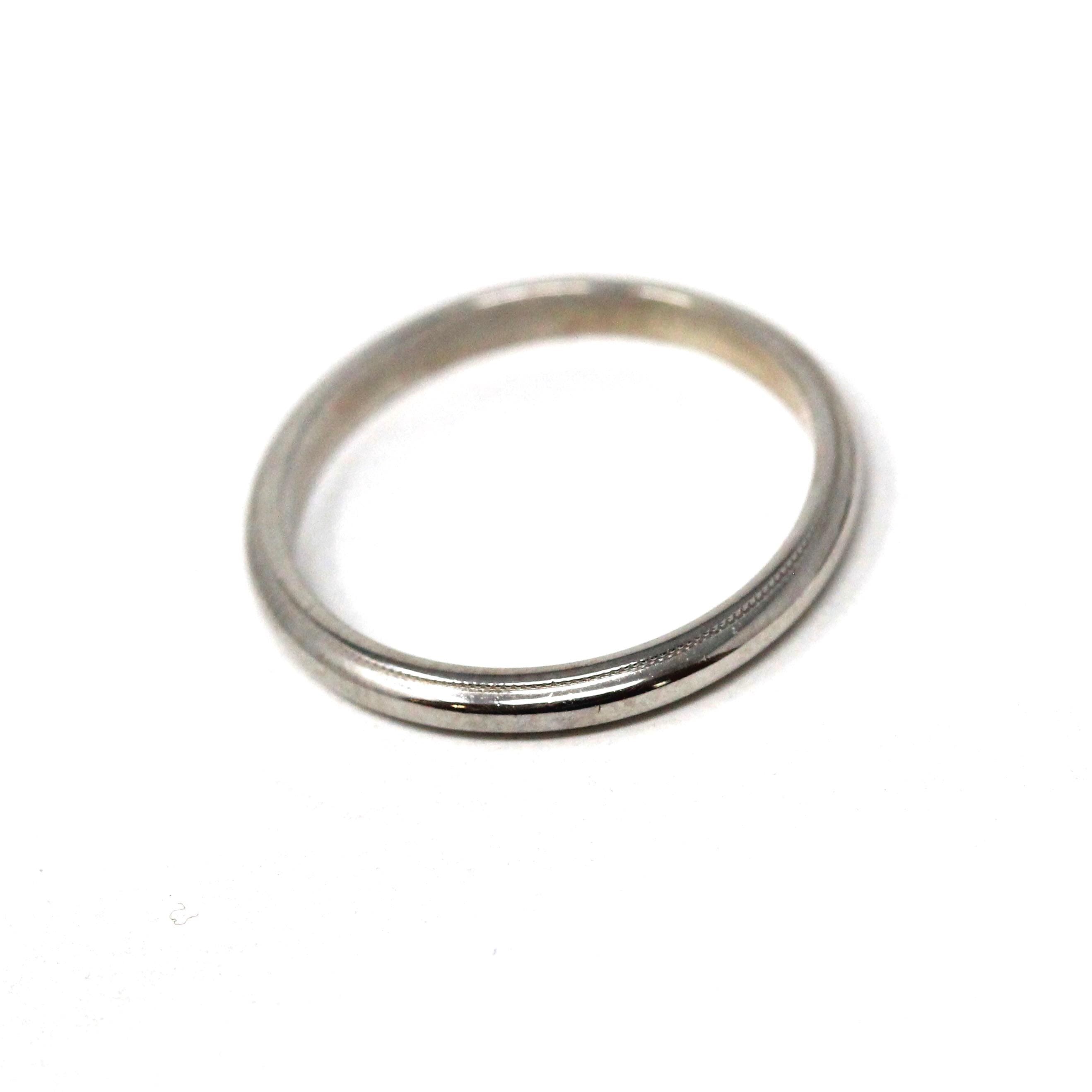 Vintage Wedding Band - Estate 14k White Gold Milgrain Eternity Designs Ring - Men's Unisex Size 7 1/2 Stacking Stylecrest Plain Fine Jewelry