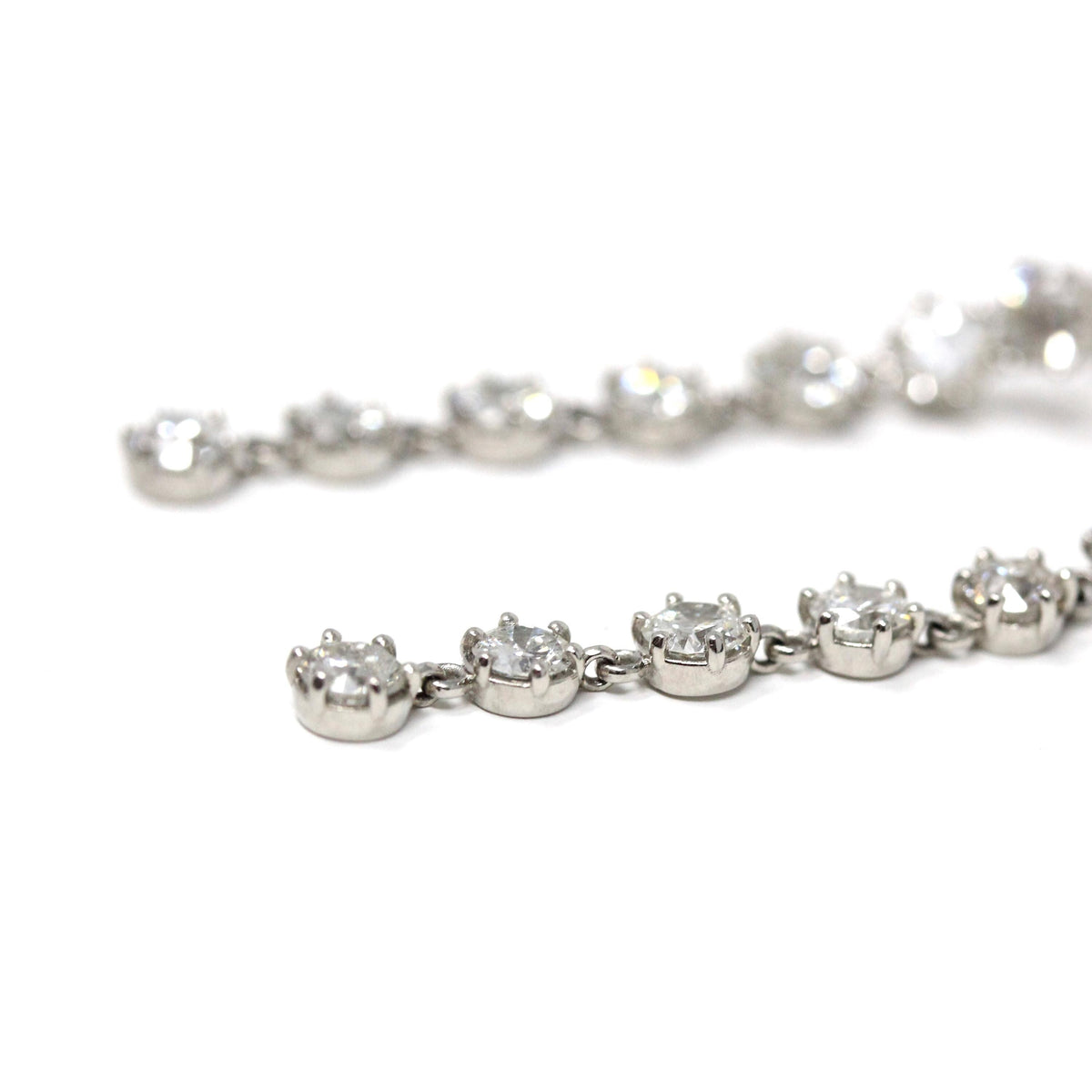 Diamond Drop Earrings - Platinum 2.60 CTW Natural Antique Old European Cut Gemstones Pierced Post - Modern Era Swinging Dangle Fine Jewelry
