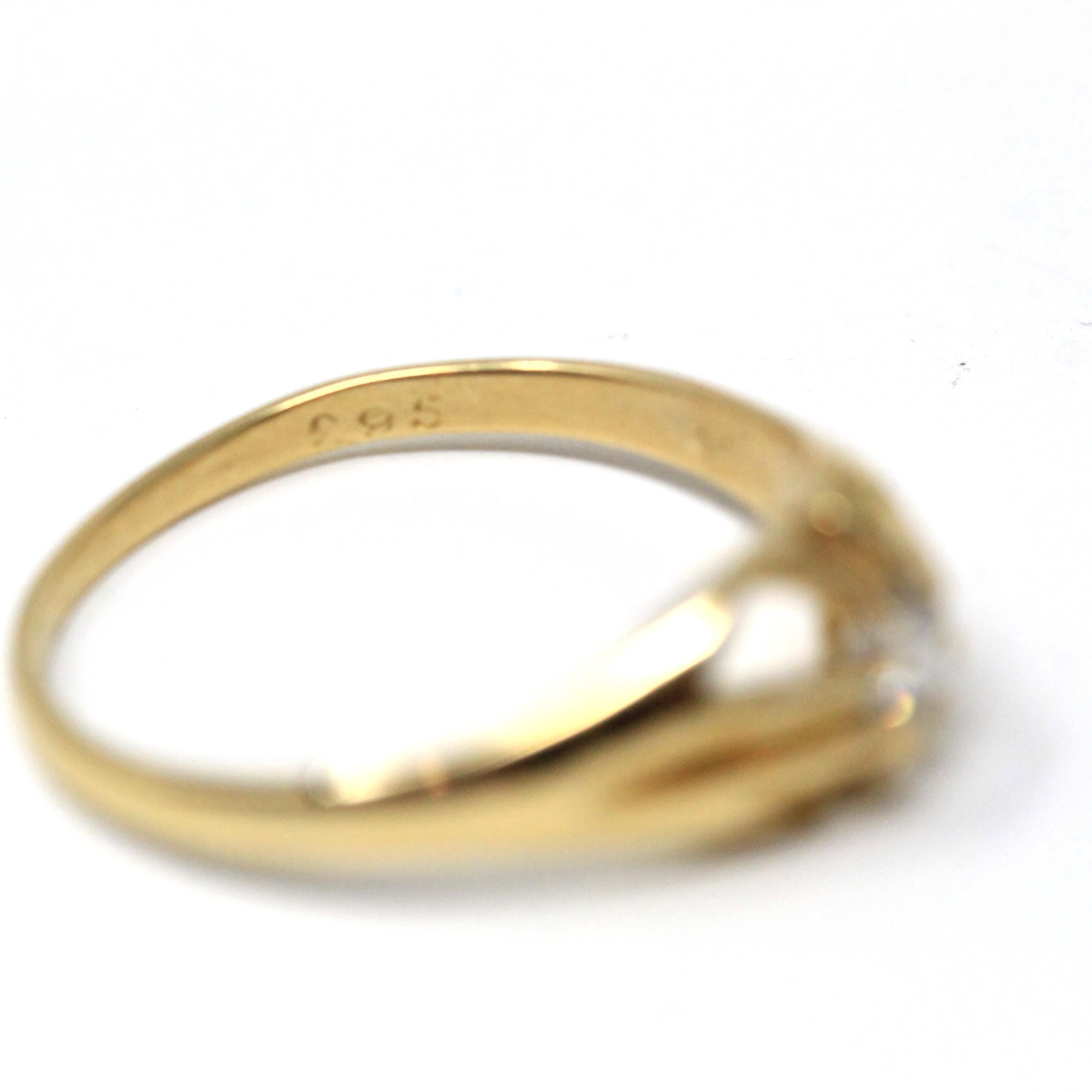 Edwardian Diamond Ring - Antique 18k Yellow Gold .23 CT Men's Unisex Solitaire - Antique 1910s Size 9 3/4 Belcher Fine Engagement Jewelry