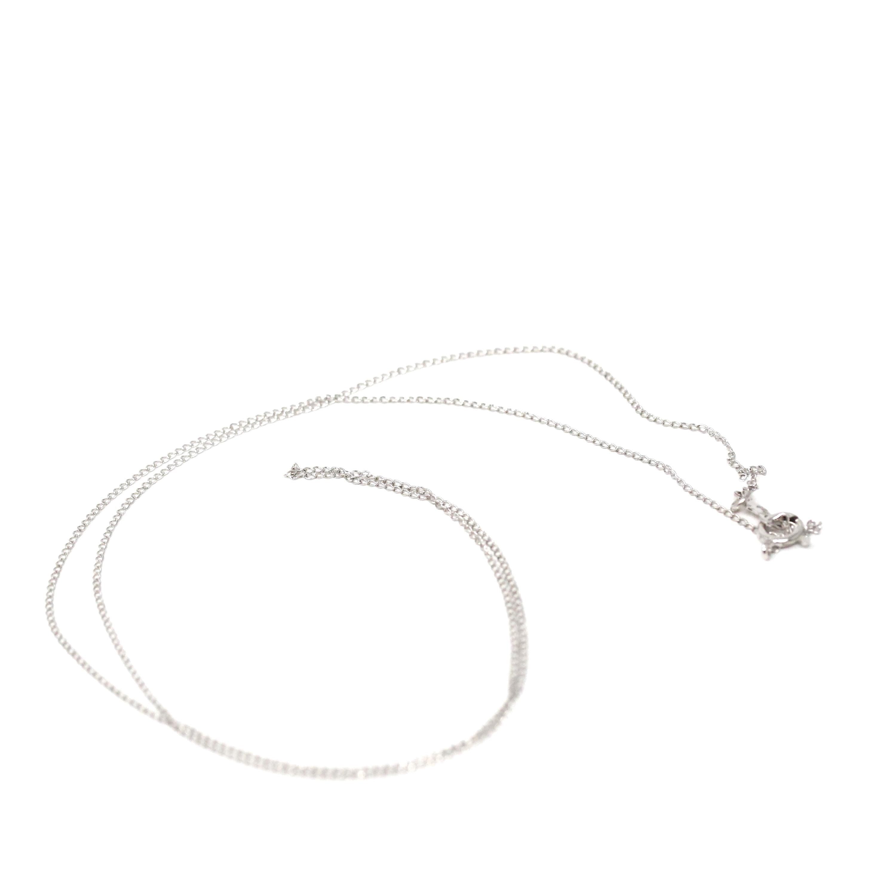Vintage Chain Necklace - Mid Century 14k White Gold 18 Inch Spring Ring Clasp Curb Links - Circa 1940s Era Fine Fashion Accessory Jewelry