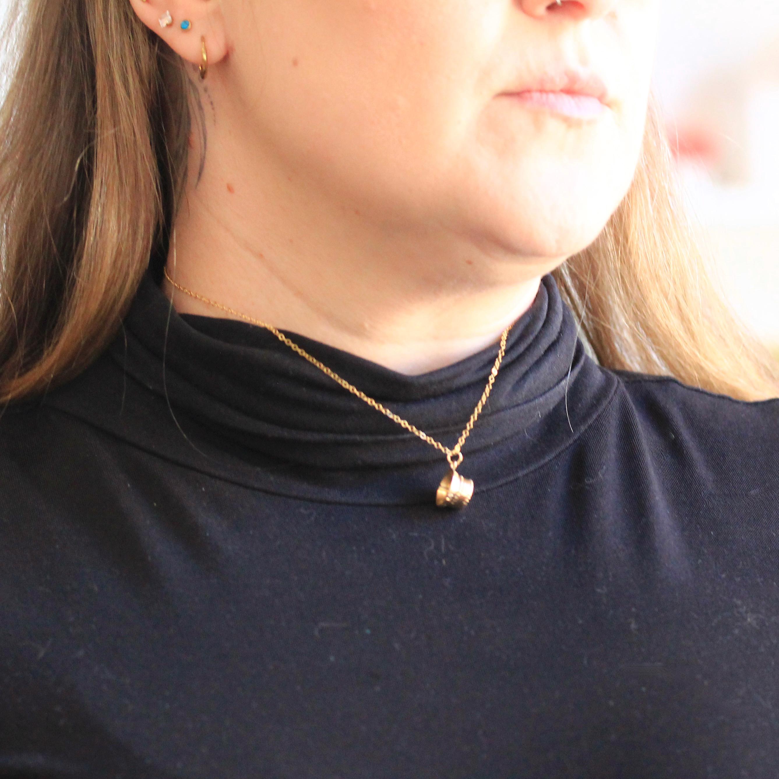 Vintage Birthday Cake Charm - Mid Century Era 14k Yellow Gold Candles Pendant Necklace - Circa 1950s Kinetic Interactive Celebration Jewelry