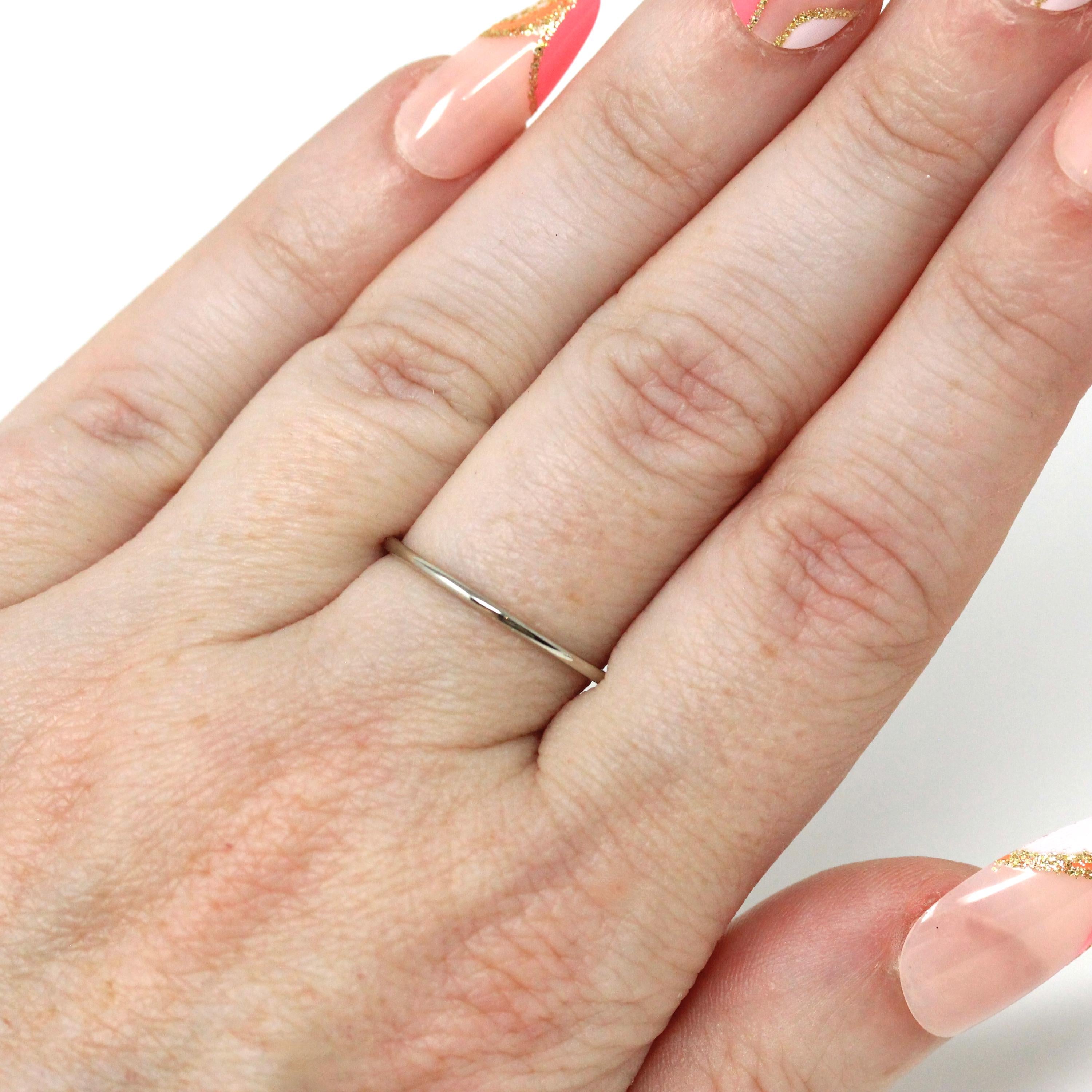 Art Deco Dainty Band - Vintage 10k White Gold Stick Pin Conversion Stacking Ring - Circa 1930s Era Size 6 1/4 Minimalist Fine Jewelry