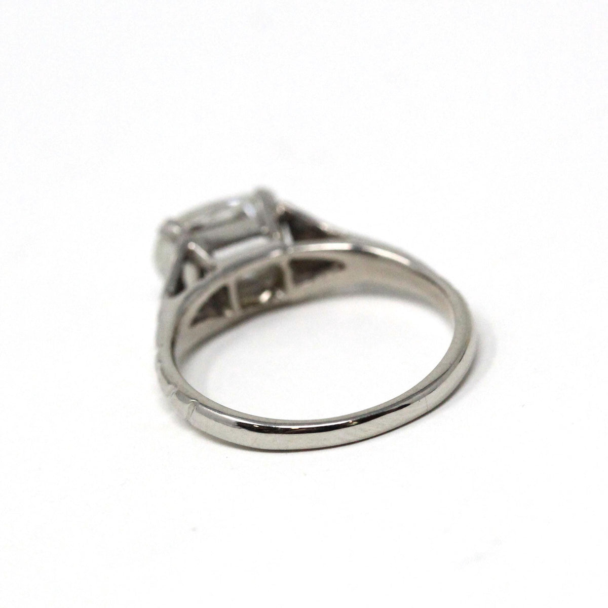 Antique 1.01 Carat Diamond Ring - Edwardian Platinum Oval East West Solitaire - Early 1900s Size 4 1/4 Fine GIA Report Engagement Jewelry