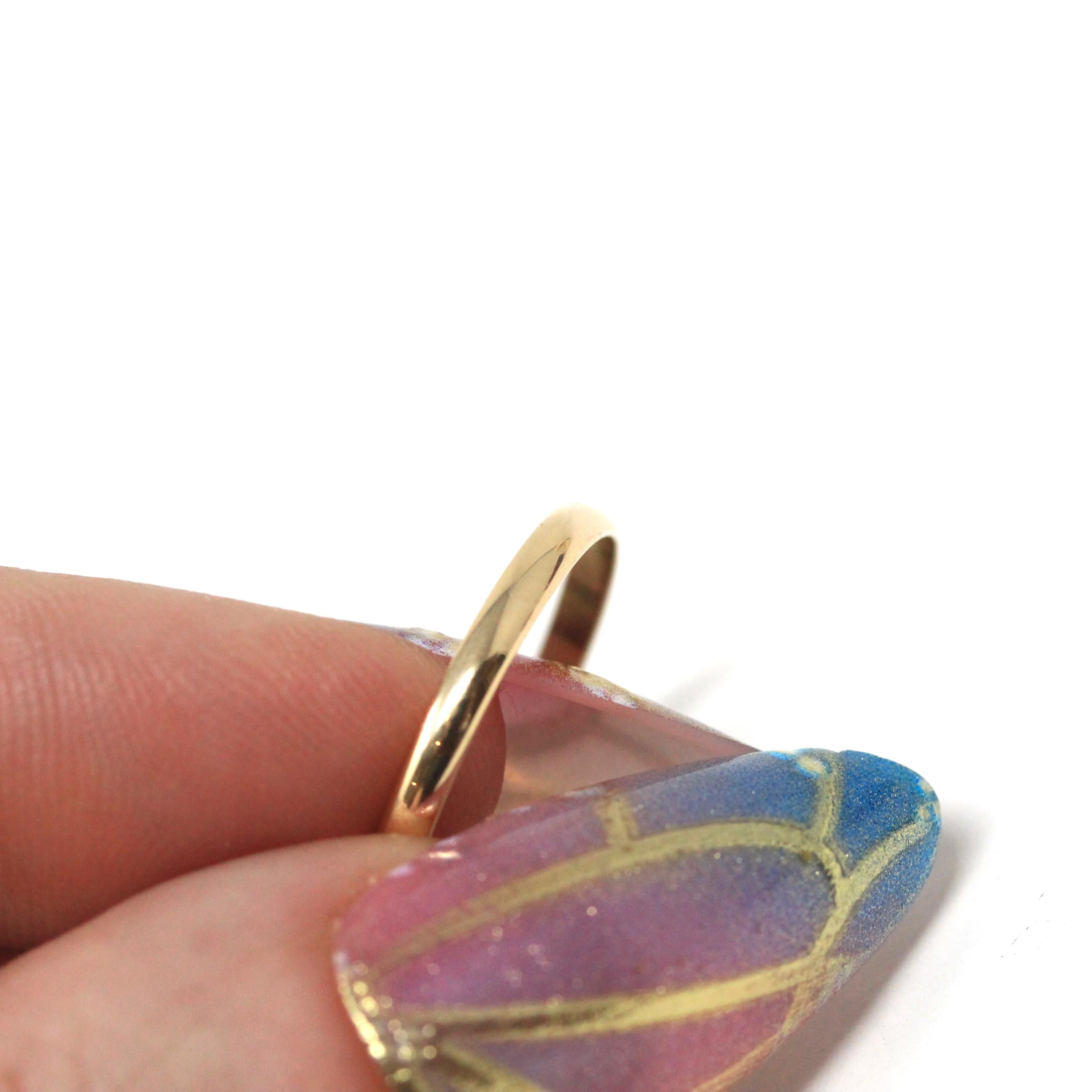 Retro Wedding Band - Vintage 14k Yellow Gold Plain Unisex Simple Stack Statement Ring - Circa 1960s Era Size 6 3/4 Fine Minimalist Jewelry