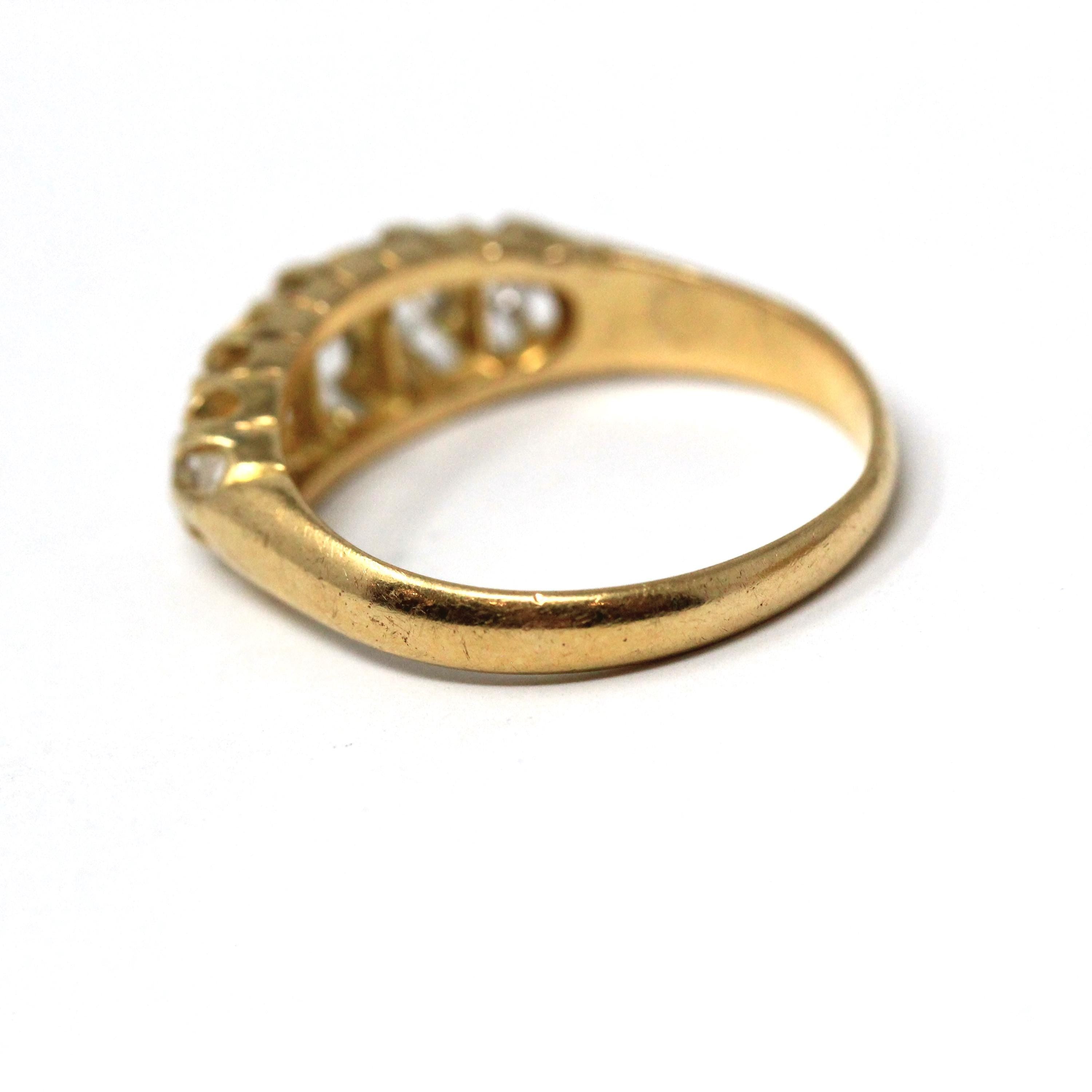 Antique Diamond Band - Edwardian 18k Yellow Gold Natural .86 CTW Ring - Circa Early 1900s Chester England Size 6 3/4 Fine Bridal Jewelry