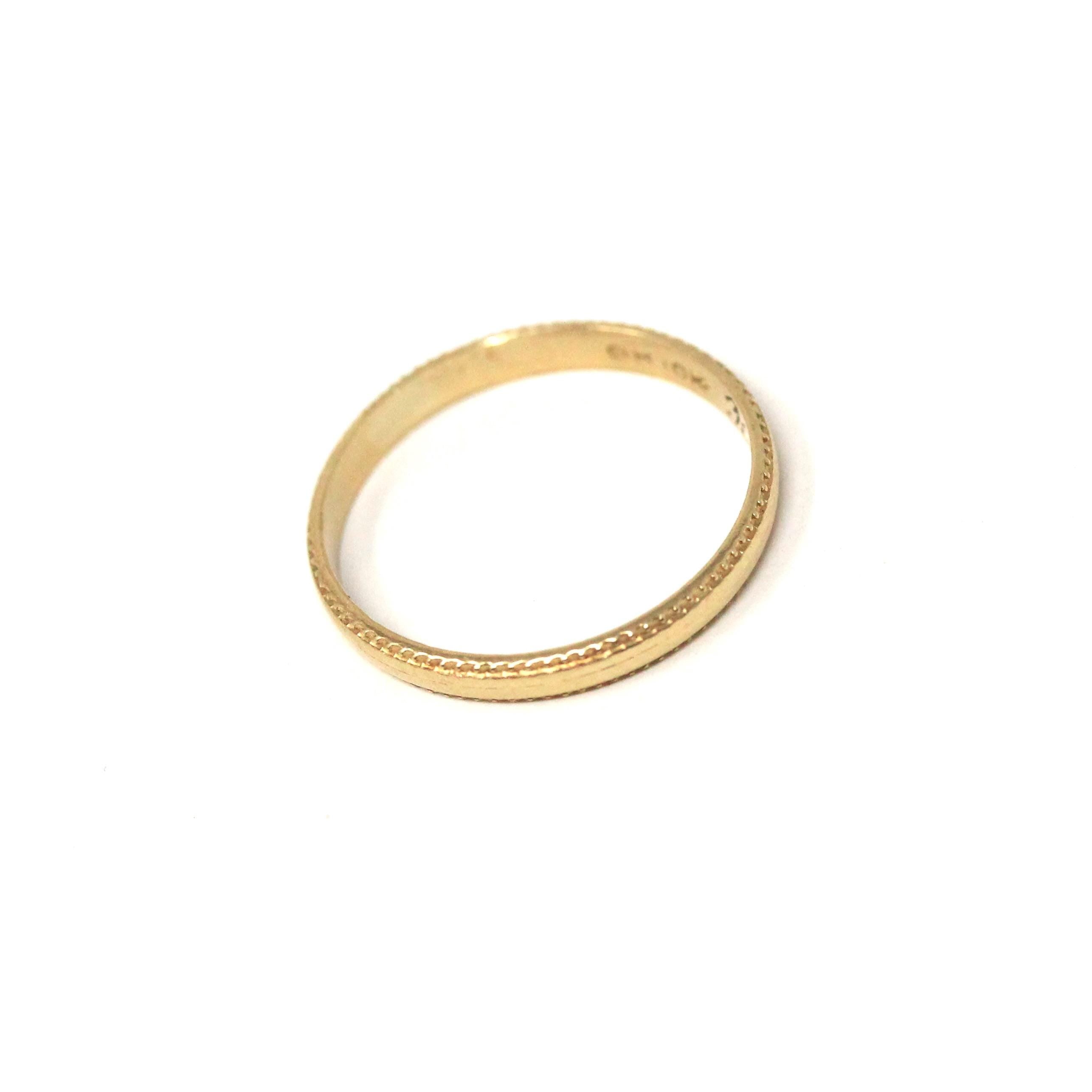 Antique Baby Band - Art Deco Era 10k Yellow Gold Milgrain Engraved Midi Pinky Ring - Circa 1930s Size 1 3/4 Infant Baby Fine OB Jewelry