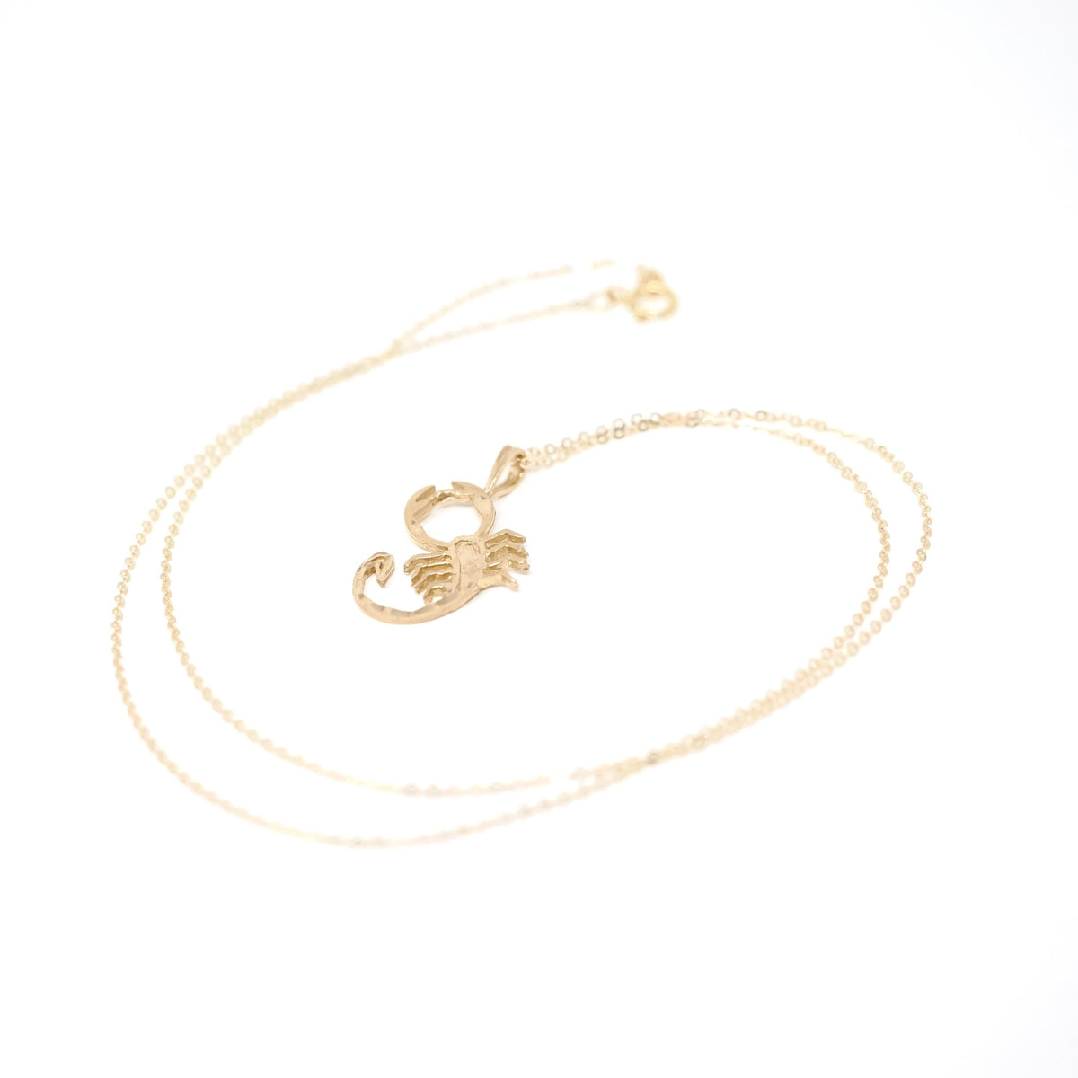 Modern Scorpio Pendant - Estate 14k Yellow Gold Scorpion Astrological Sign Charm Necklace - Circa 2000's Era Zodiac Water Element Jewelry