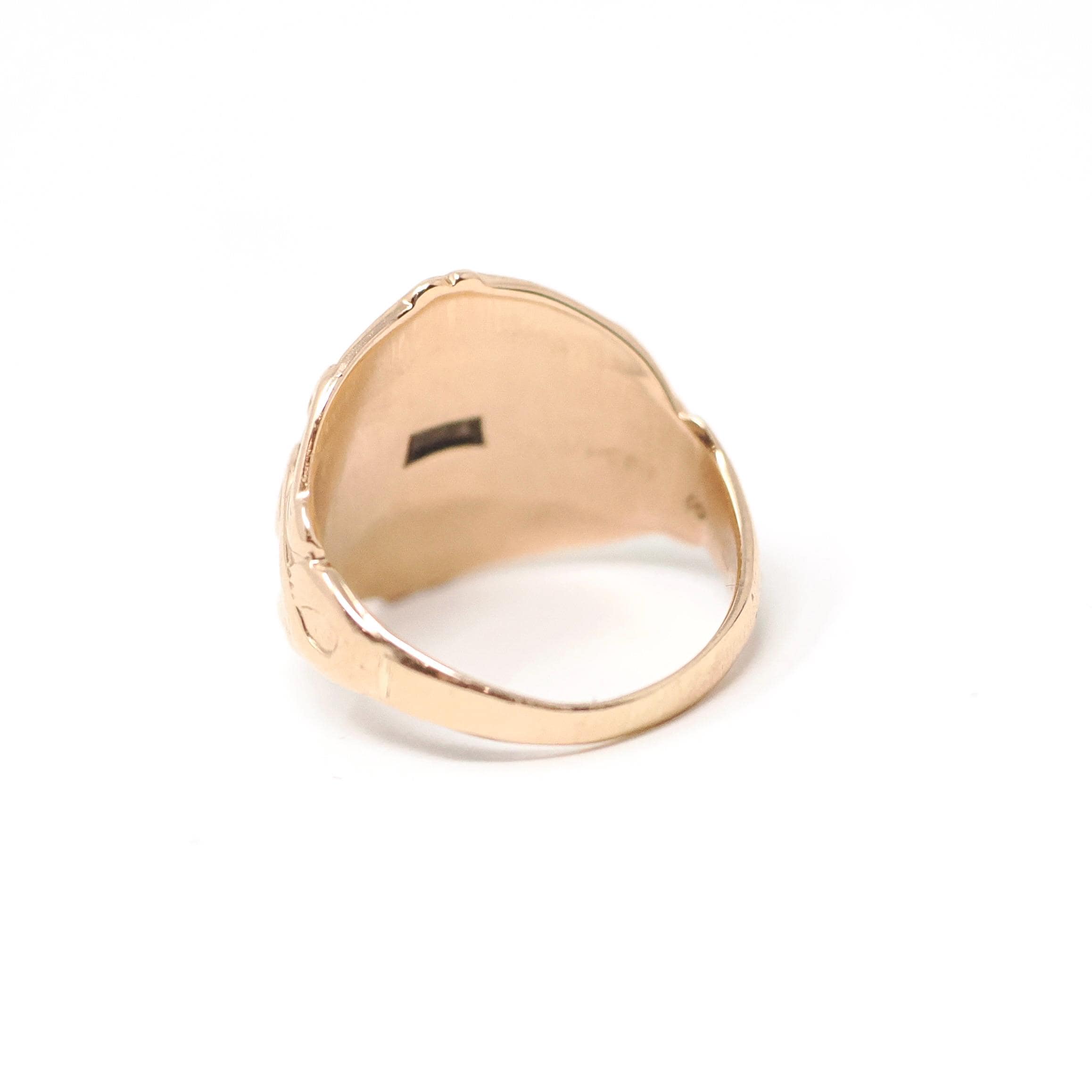 Antique Signet Ring - Edwardian Era 14k Yellow Gold Blank Oval Statement Unisex Band - Vintage Circa 1900 Size 5 Personalizable Fine Jewelry
