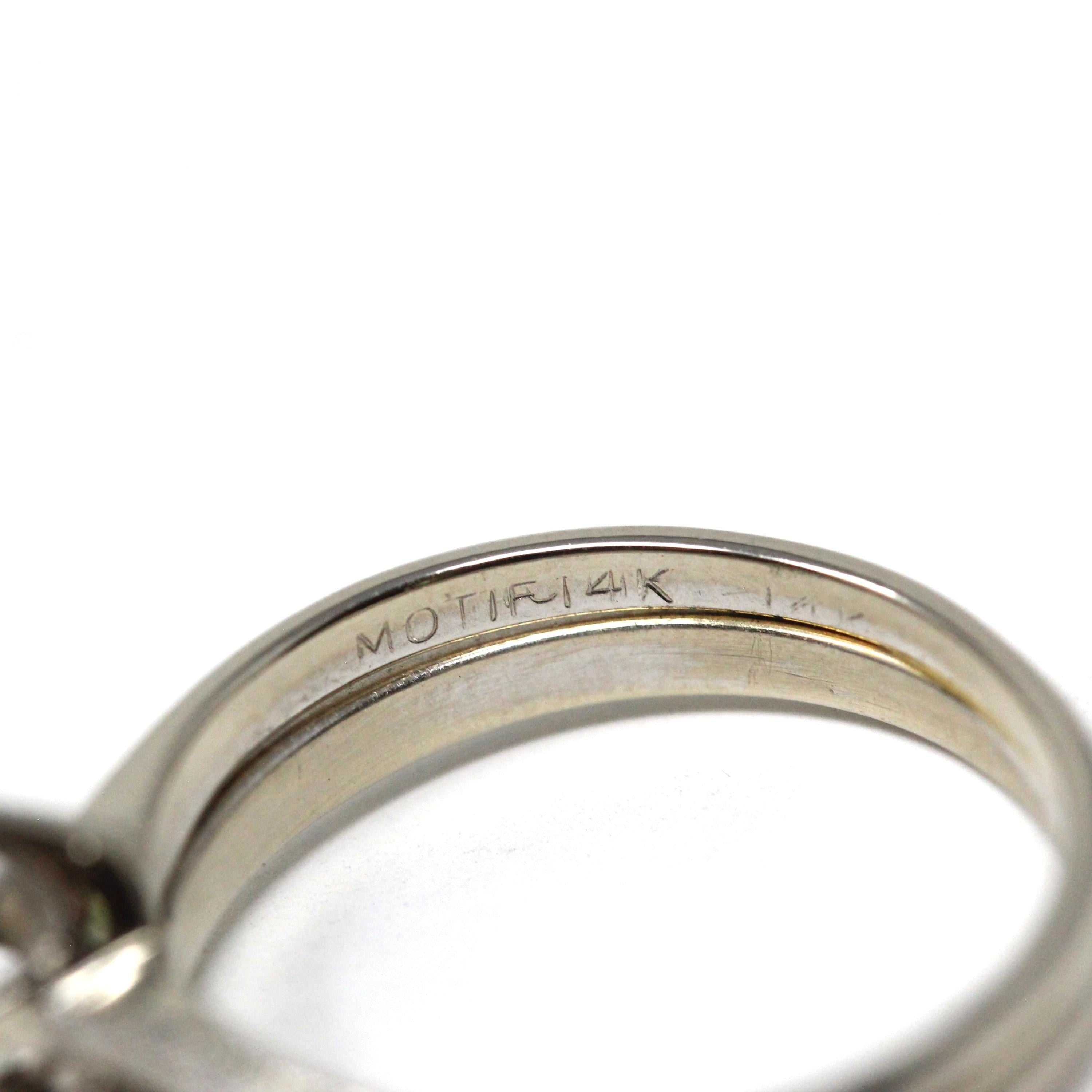 Vintage Wedding Set - Mid Century 14k White Gold Natural Marquise Diamond Engagement Soldered Rings - Circa 1960s Size 5 1/2 Fine Jewelry