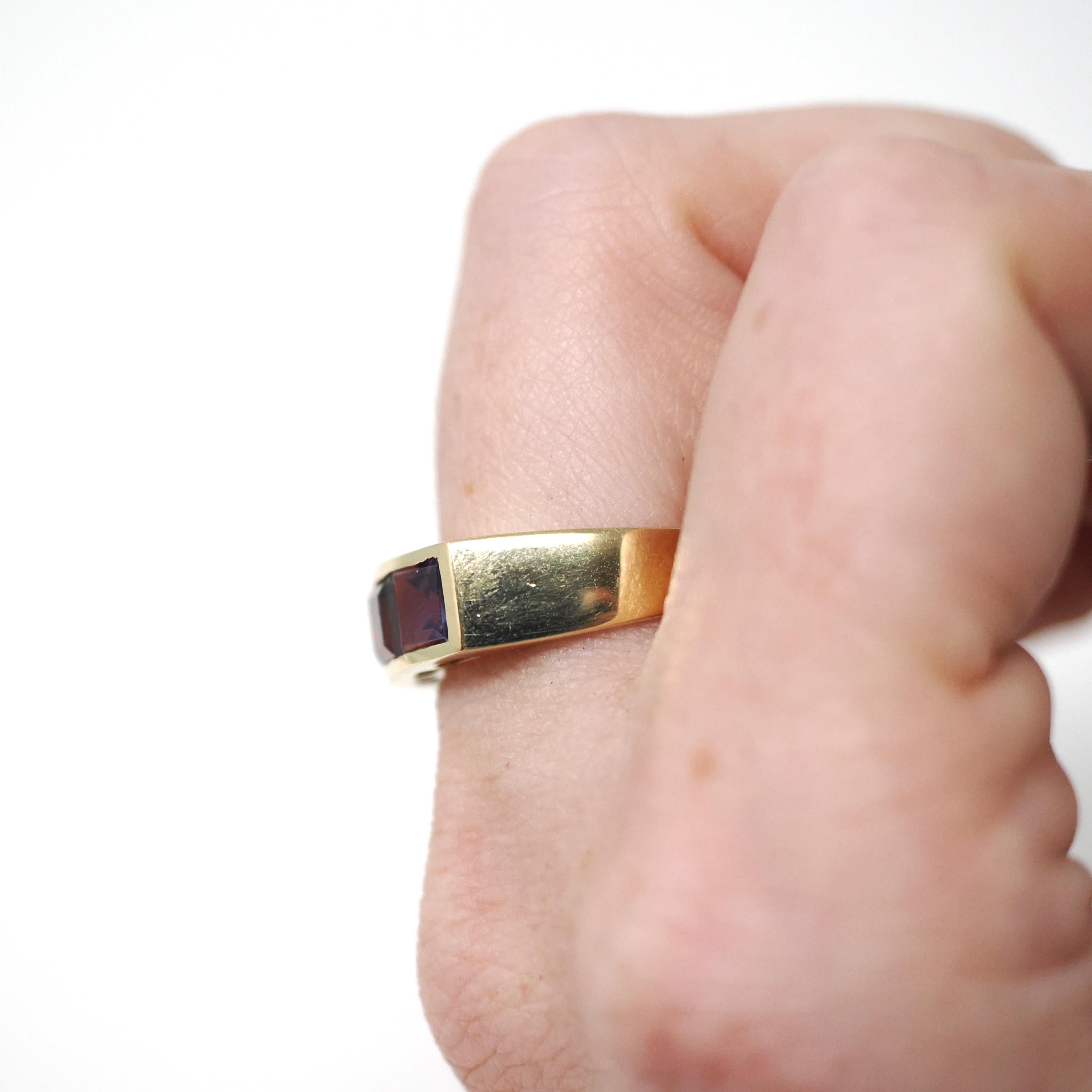 Multi Gemstone Ring - Modern 14k Yellow Gold Natural Citrine Blue Topaz Garnet Amethyst - Estate Circa 2000's Era Size 7 3/4 Fine Jewelry