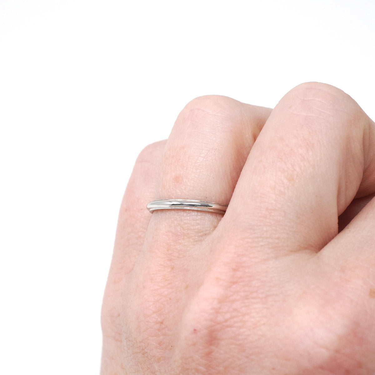 Antique Wedding Band - Art Deco Platinum Unadorned 2.0 MM Bridal Ring - Circa 1920s Era Size 4 3/4 Traub Milgrain Detail Fine Jewelry