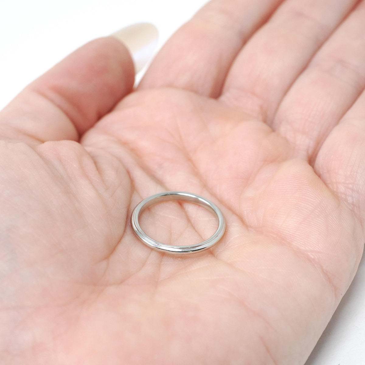 Antique Wedding Band - Art Deco Platinum Unadorned 2.0 MM Bridal Ring - Circa 1920s Era Size 4 3/4 Traub Milgrain Detail Fine Jewelry
