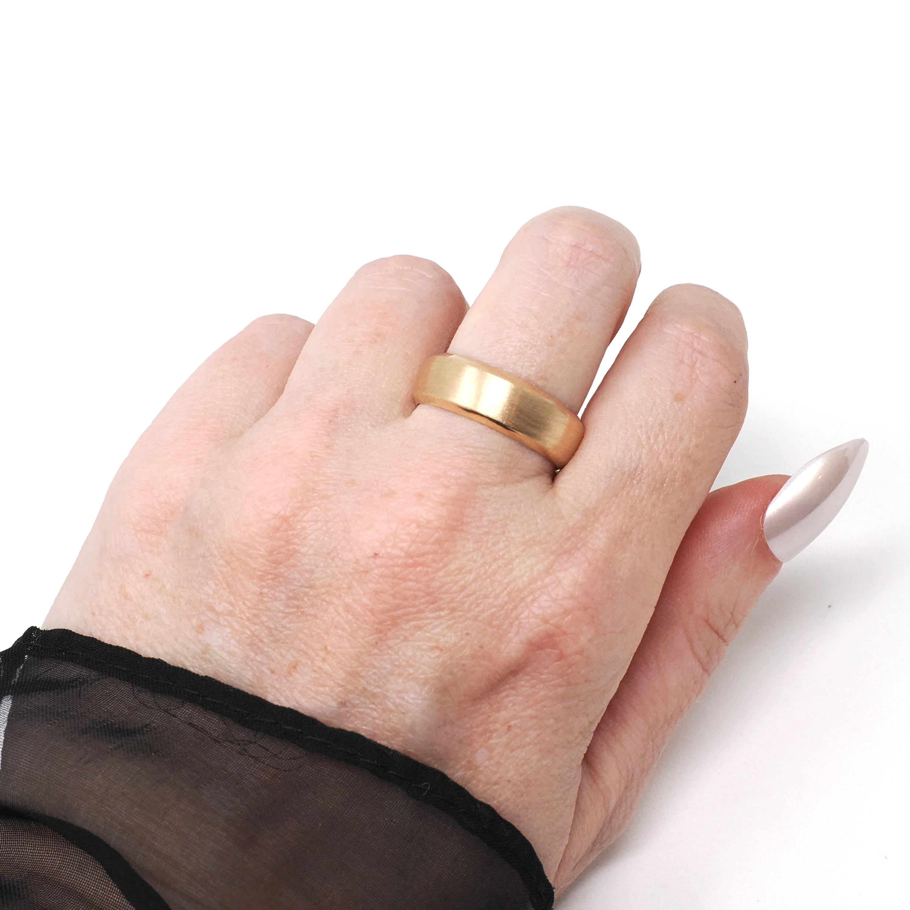 Victorian Wedding Band - Antique 14k Yellow Gold Brushed Satin Finish Unisex Ring - Circa Dated Christmas Day 1881 Size 8 1/2 Fine Jewelry