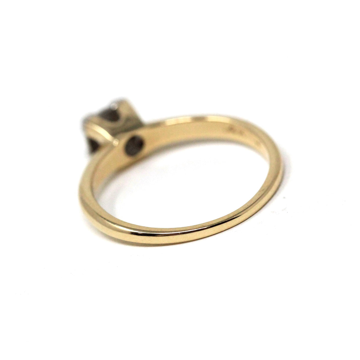 Vintage Diamond Ring - Mid Century 14k Yellow White Gold Natural Gem Solitaire Engagement - Circa 1940s Size 5 Illusion Head Fine Jewelry